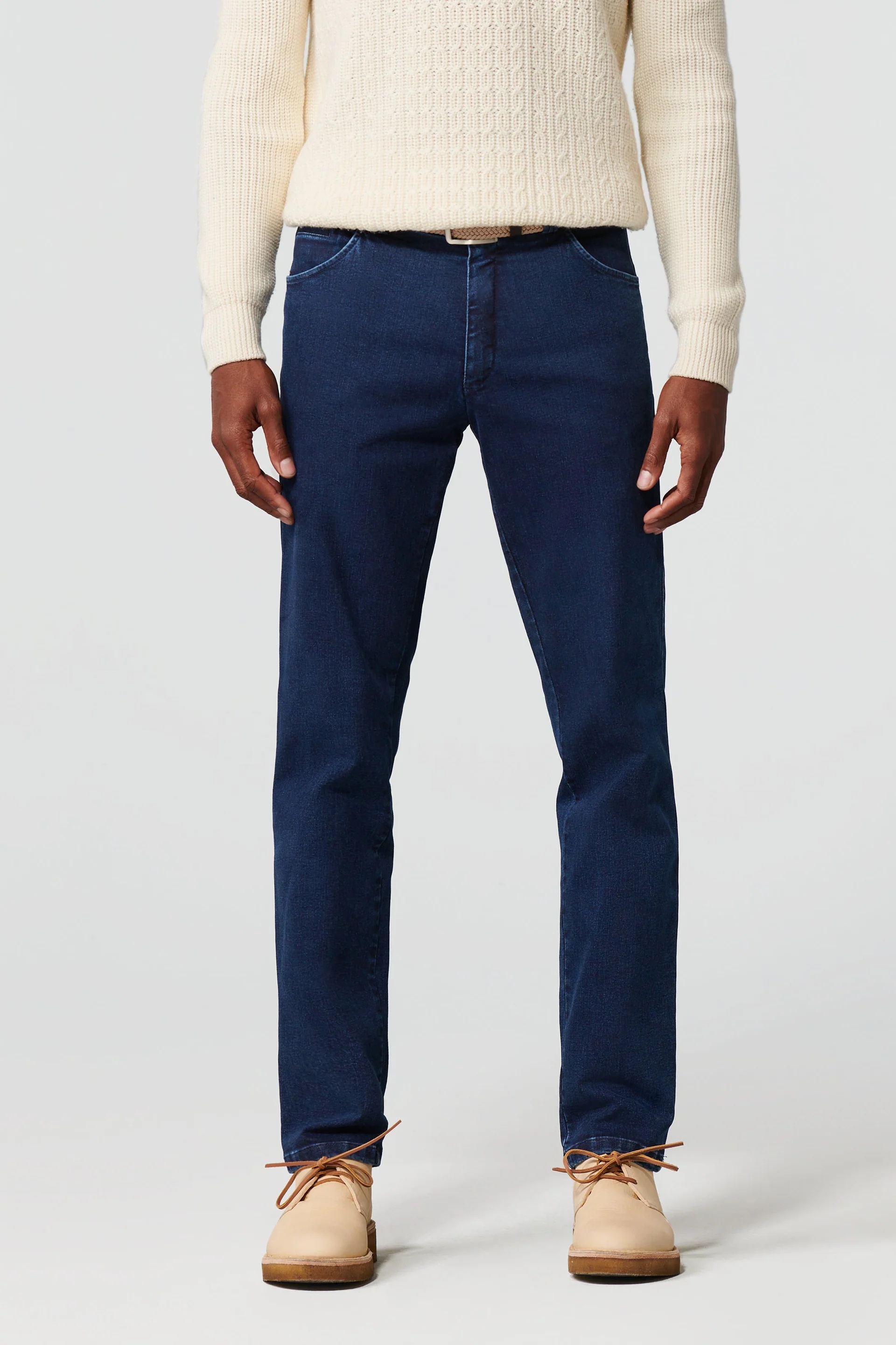 Blå (blue stone) jeanshybrid i Performance denim, modern passform och Super-Stretch (Meyer / Dublin)