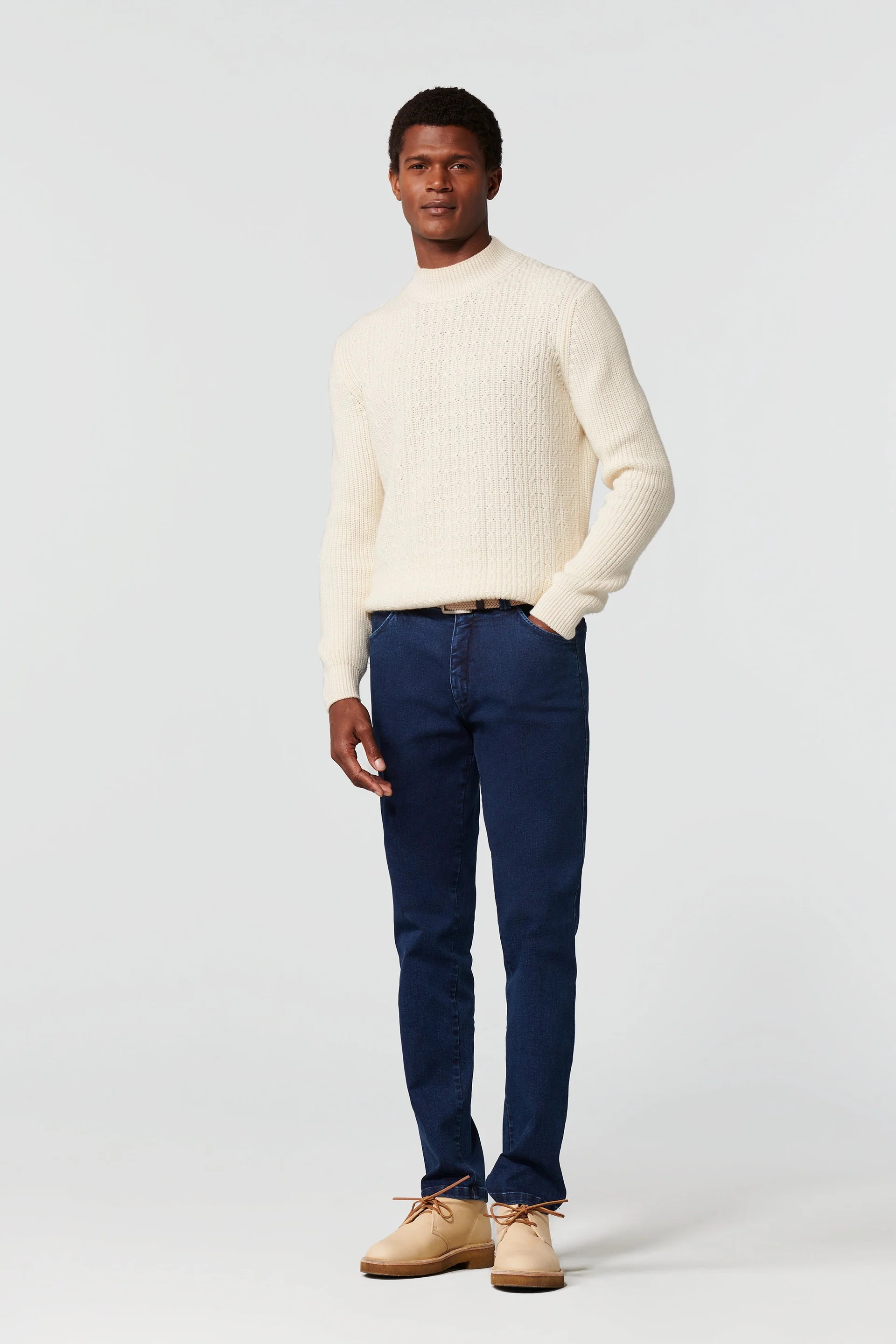 Blå (blue stone) jeanshybrid i Performance denim, modern passform och Super-Stretch (Meyer / Dublin) - 3