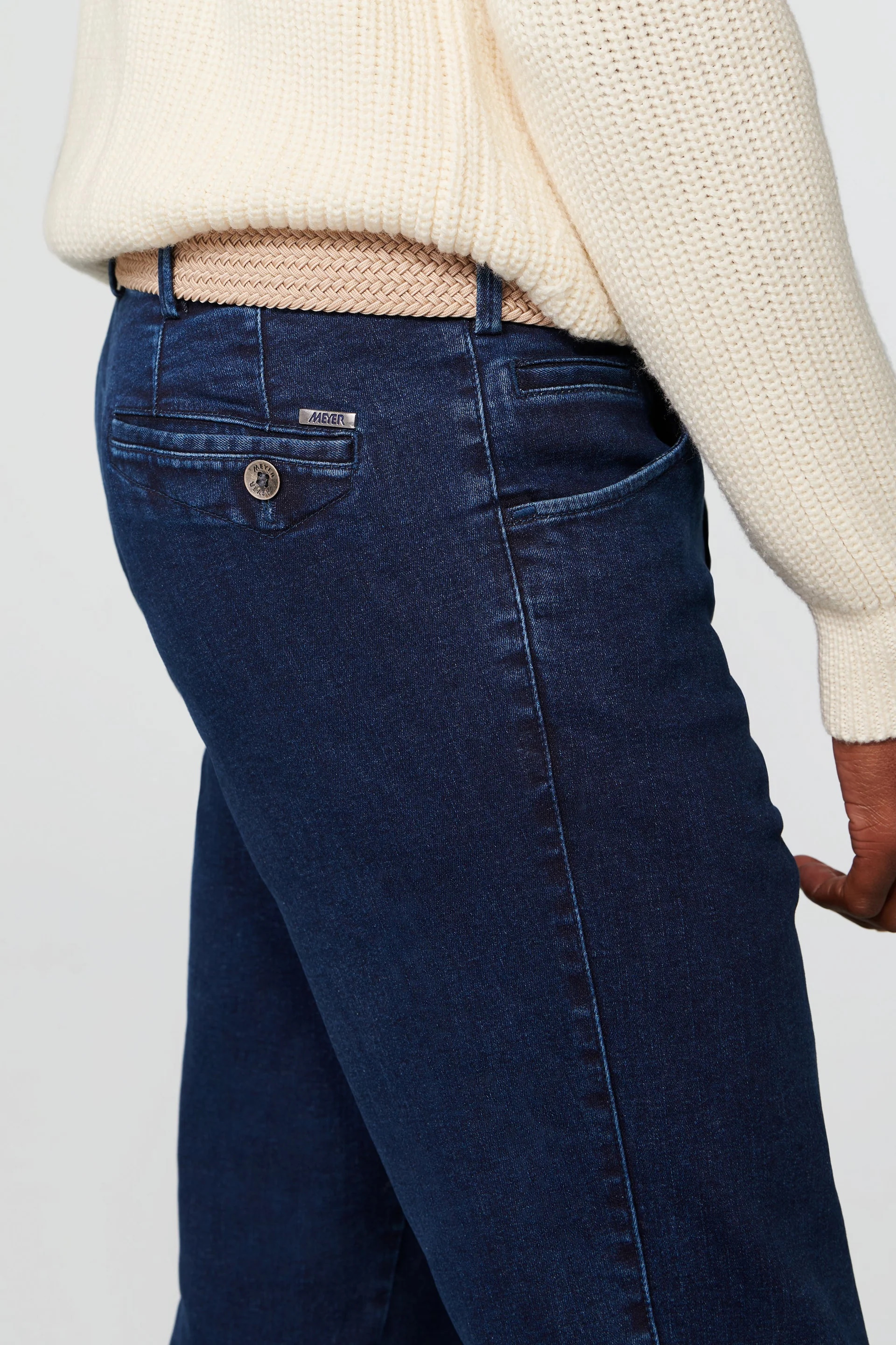 Blå (blue stone) jeanshybrid i Performance denim, modern passform och Super-Stretch (Meyer / Dublin) - 4