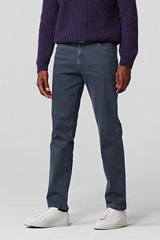 Grå (mid grey) jeanshybrid i Performance denim, modern passform och Super-Stretch (Meyer / Dublin)