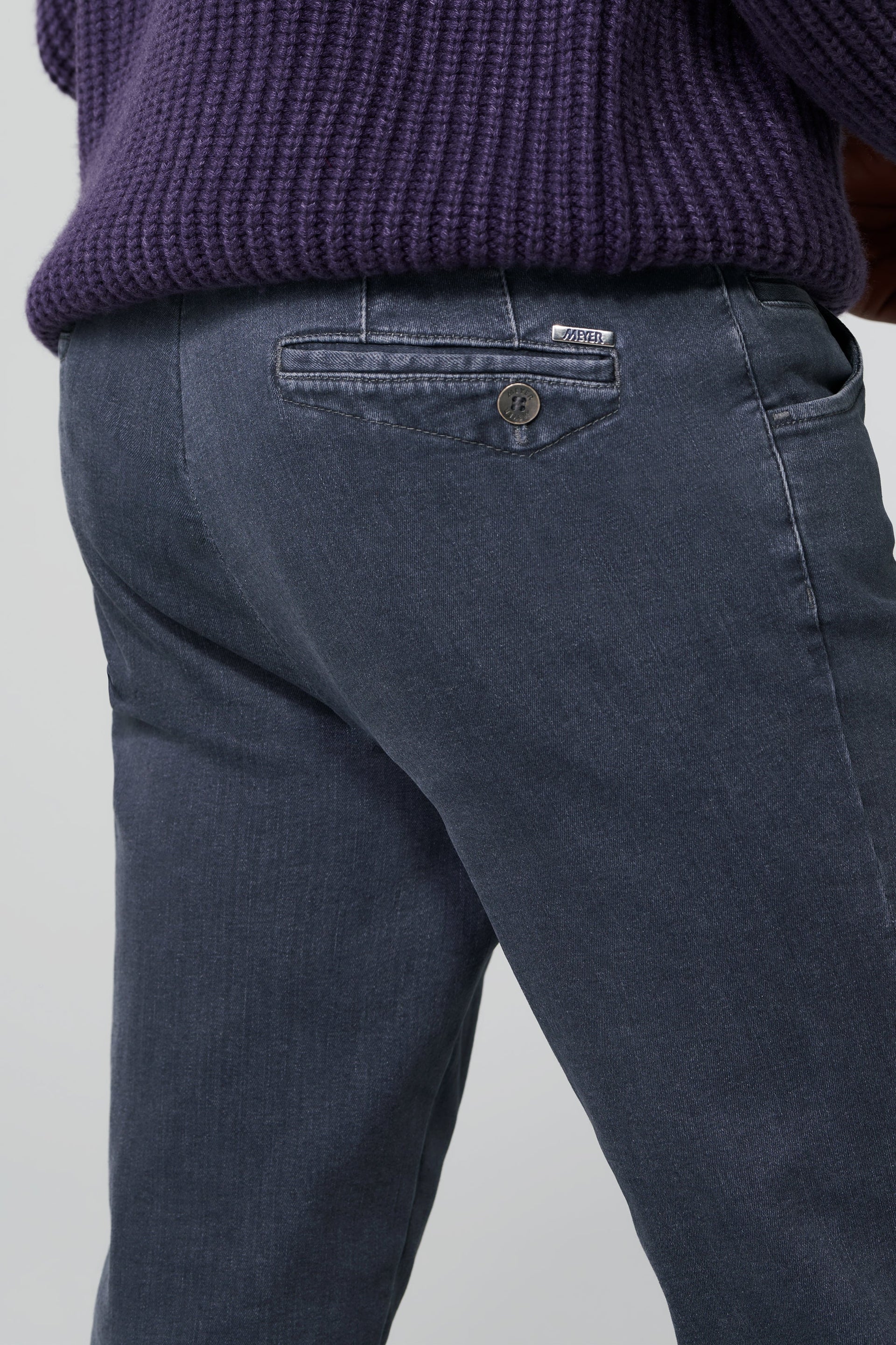 Grå (mid grey) jeanshybrid i Performance denim, modern passform och Super-Stretch (Meyer / Dublin) - 4