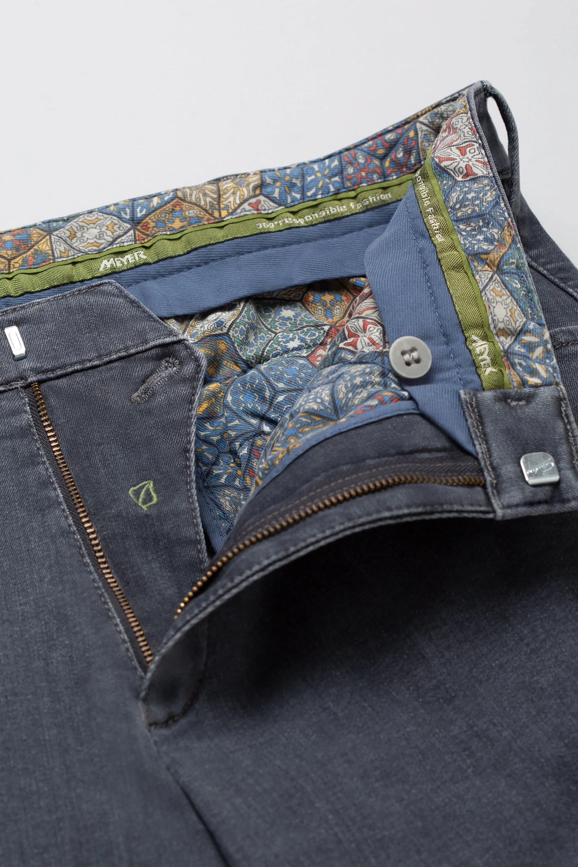Grå (mid grey) jeanshybrid i Performance denim, modern passform och Super-Stretch (Meyer / Dublin) - 5