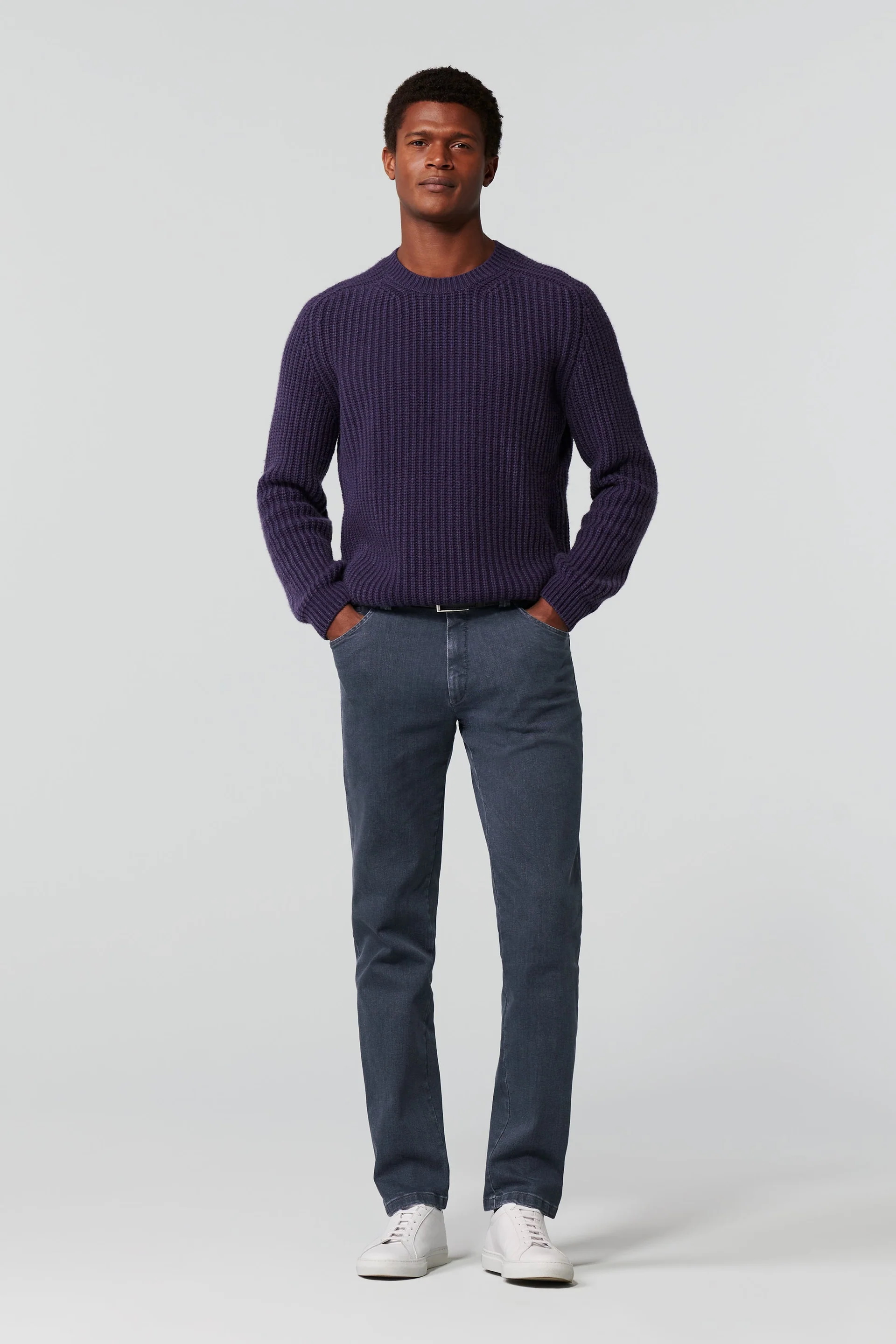 Grå (mid grey) jeanshybrid i Performance denim, modern passform och Super-Stretch (Meyer / Dublin) - 3