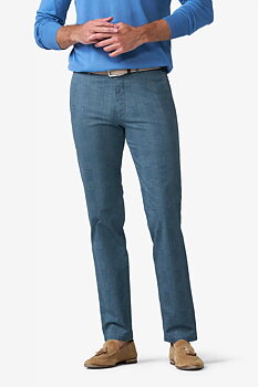 Blå (grey-blue) chinos i Cotton Check och modern passform (Meyer / Bonn) (finns i strl 54)