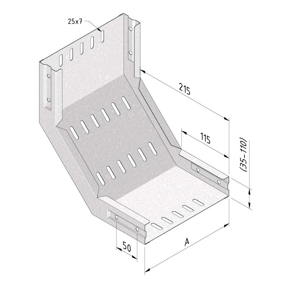 TRAYCO Sheet metal duct Rising Bend  200mm x 110mm High