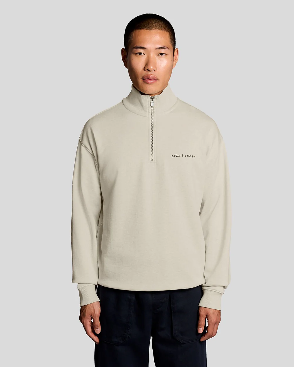Lyle & Scott - Script Heavyweight 1/4 Zip - Ice Cream Marl