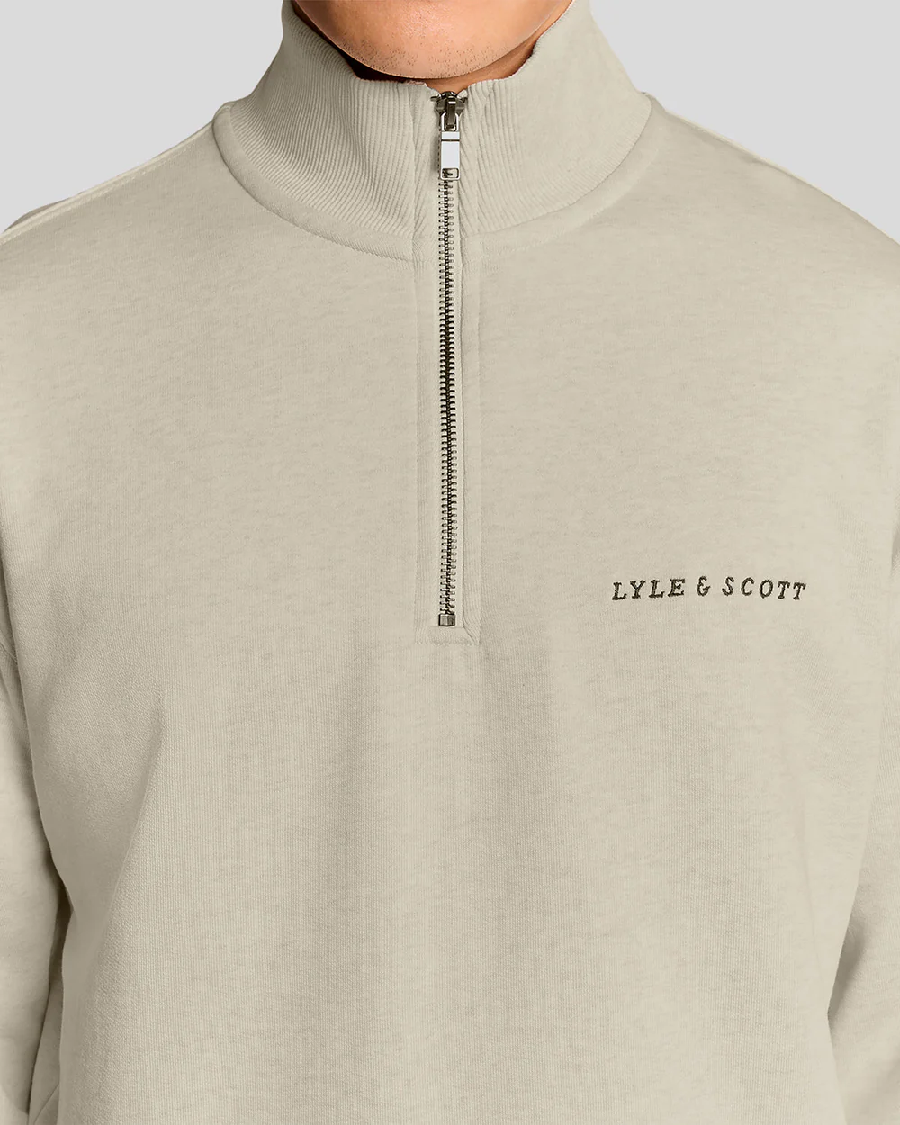 Lyle & Scott - Script Heavyweight 1/4 Zip - Ice Cream Marl - 4
