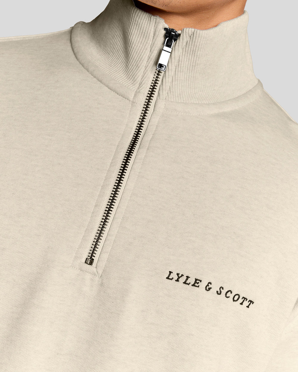 Lyle & Scott - Script Heavyweight 1/4 Zip - Ice Cream Marl - 3