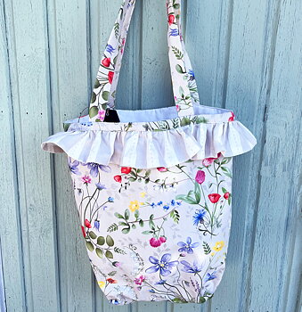 TYGVÄSKA Flora sommar beige