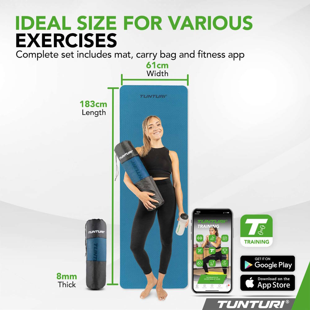 Yogamatta Tunturi 8mm, Petrol Blue - 4