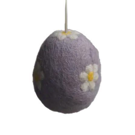 VÅR REA!  Dekoration till påskriset - stort ullfiltat ägg med blommor från Gamcha 