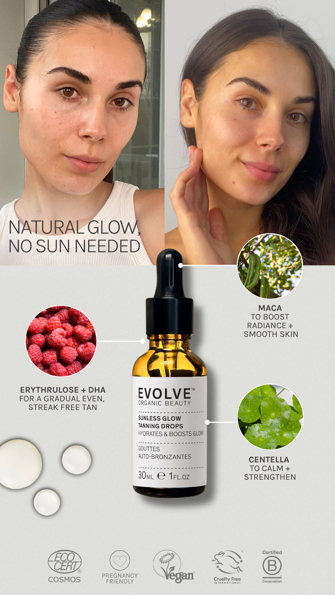 Tester EVOLVE Sunless Glow Tanning Drops 30ml - 4