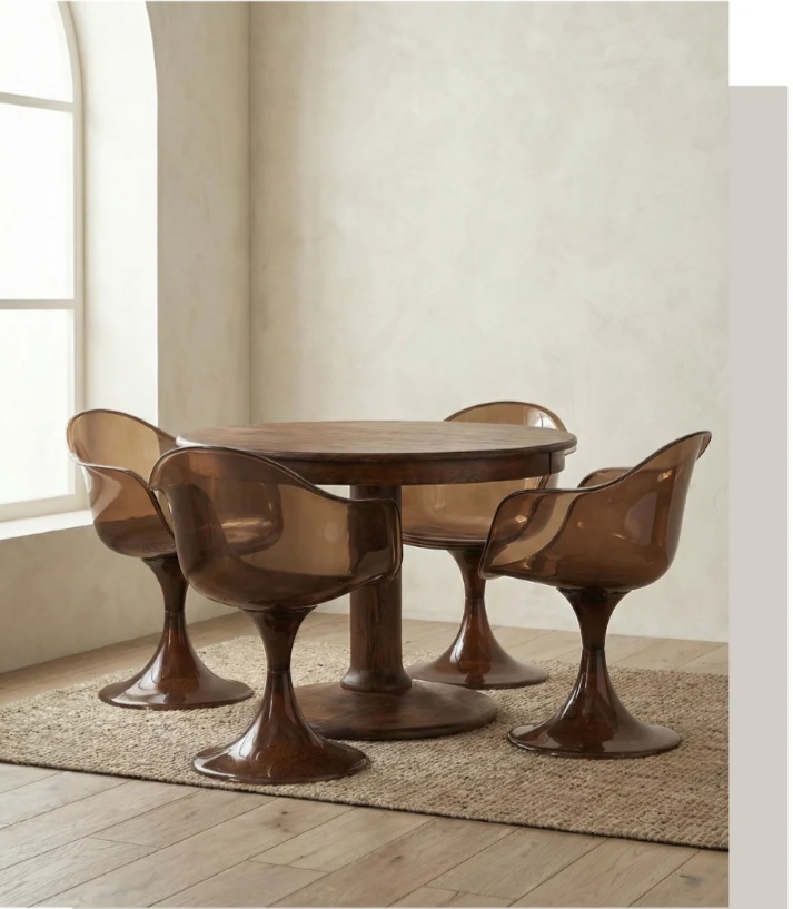 Gloss-stolen – Transparent stol med retrocharm Brun  - 6