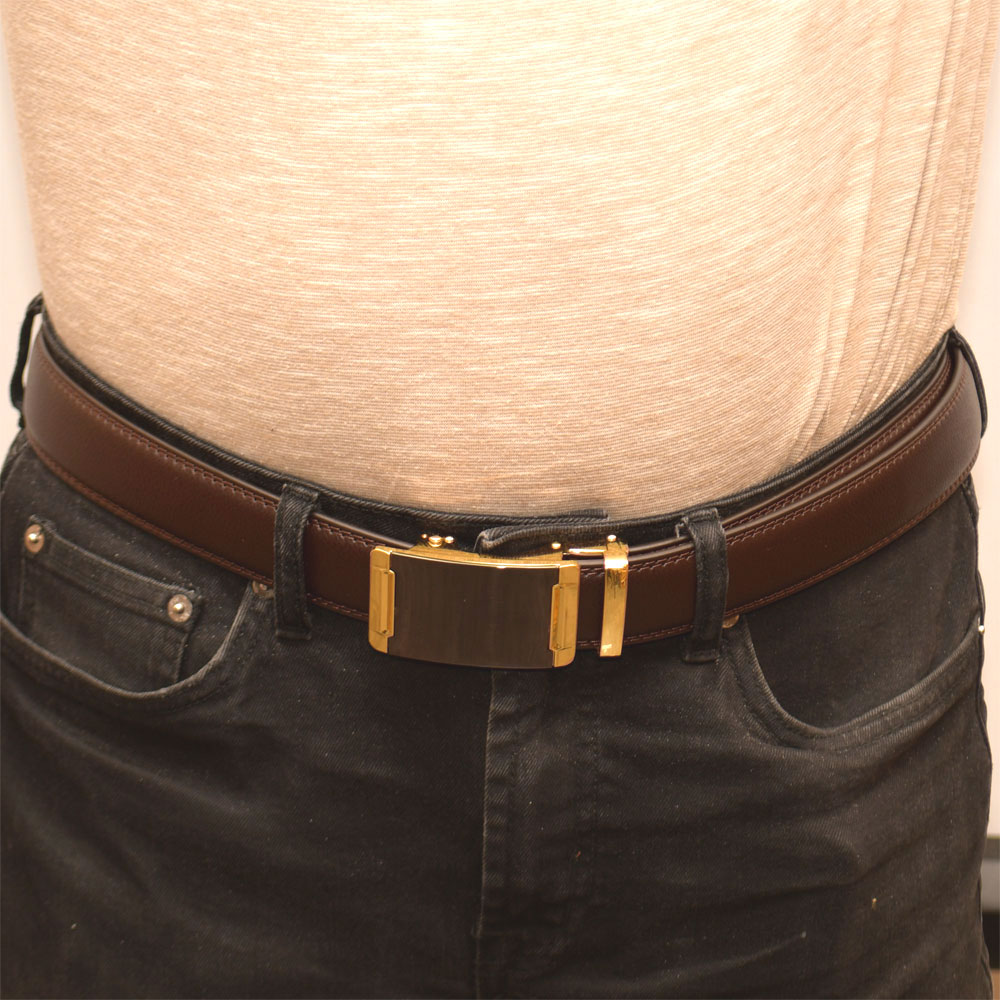 Läderbälte stripe brun 1023B - 2