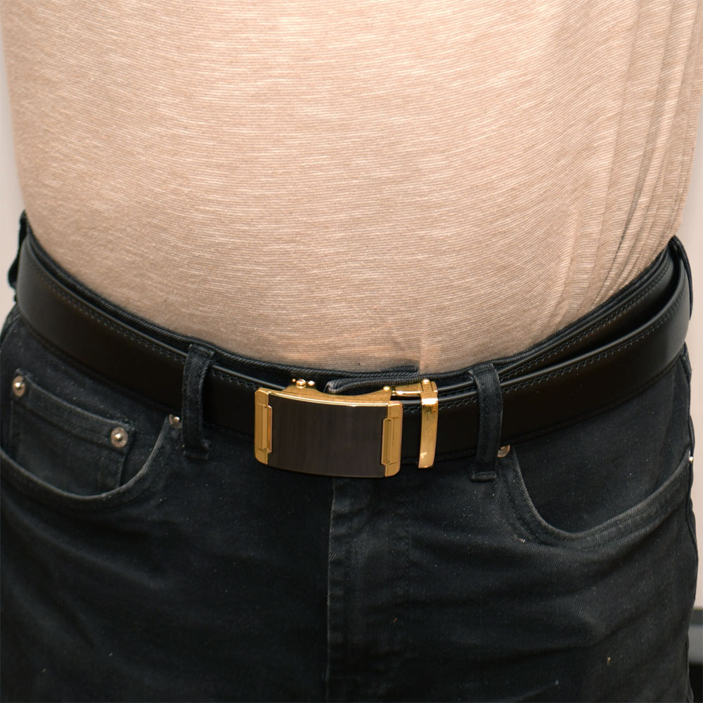 Läderbälte stripe svart 1023 - 2