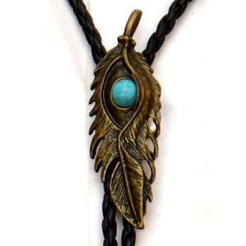 Bolotie FEATHER WITH STONE BONZE