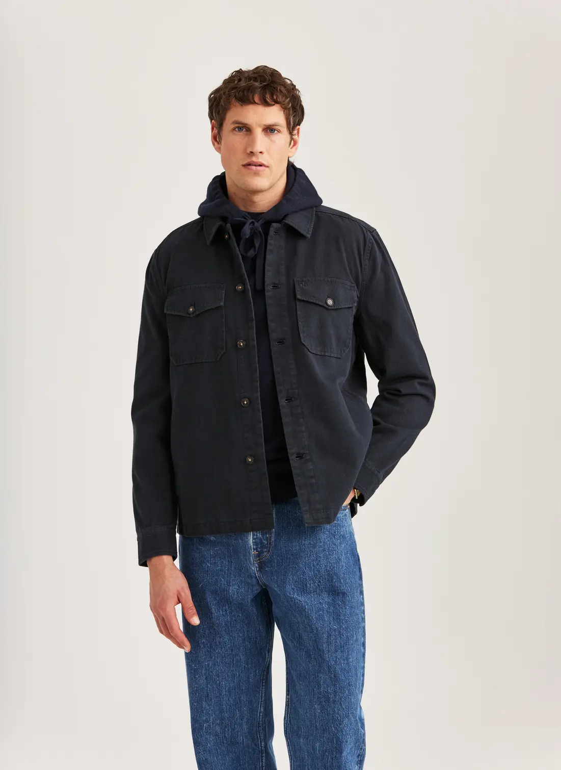 Morris - Alain Twill Shirt Jacket - Old Blue
