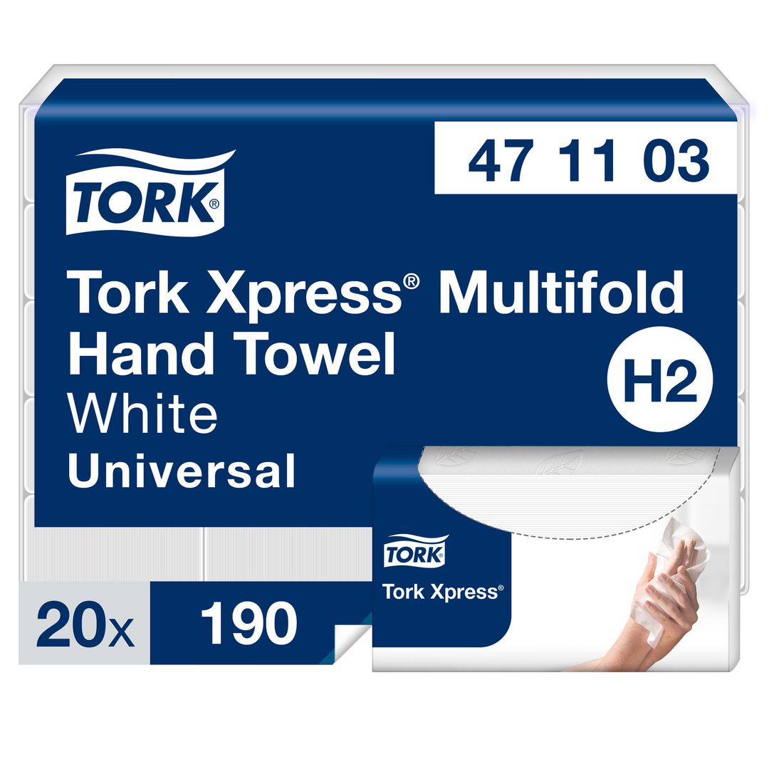 Handduk TORK Universal H2 2-lag vit 3800/fp