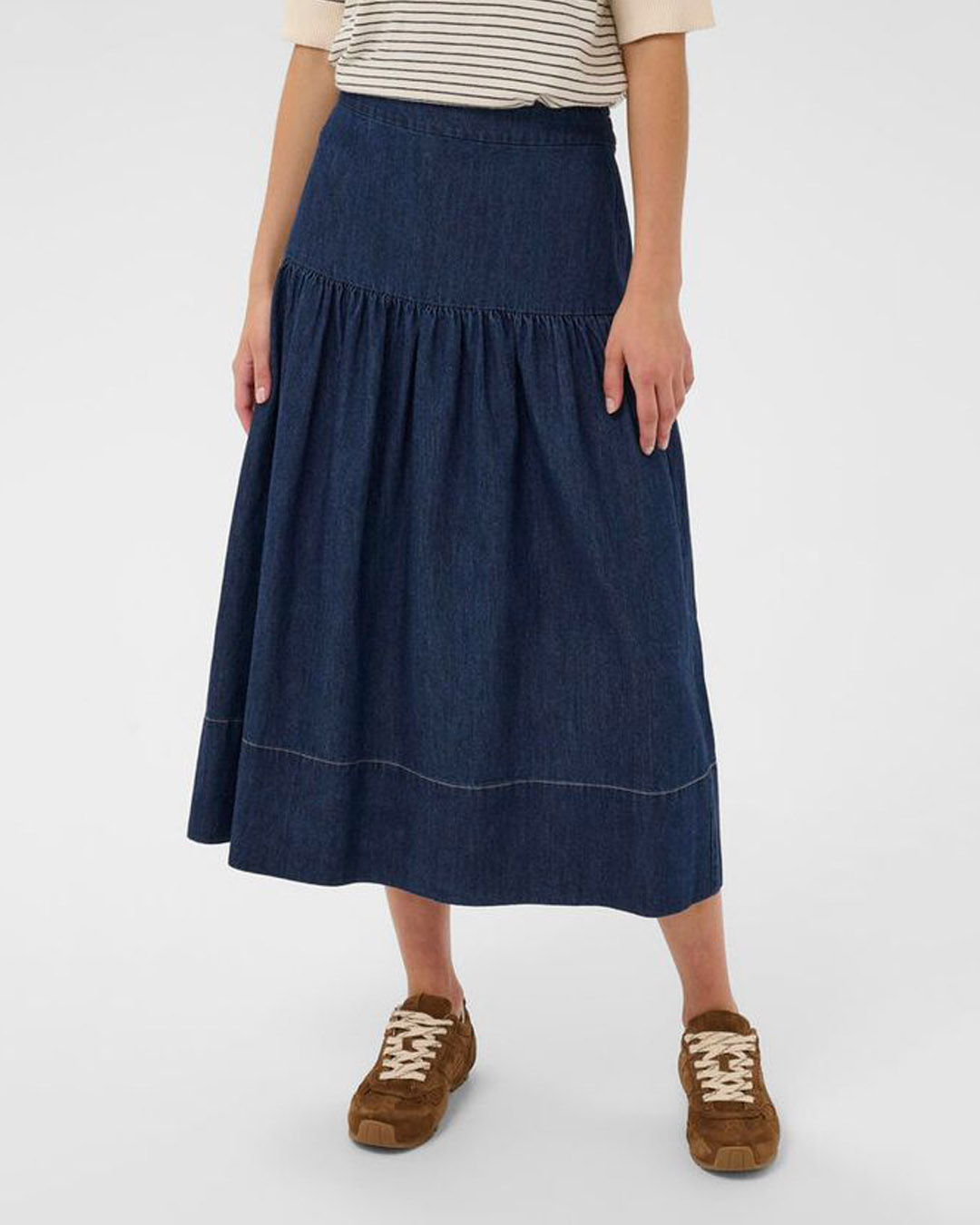 Jeanskjol Nellia midi mörk denim