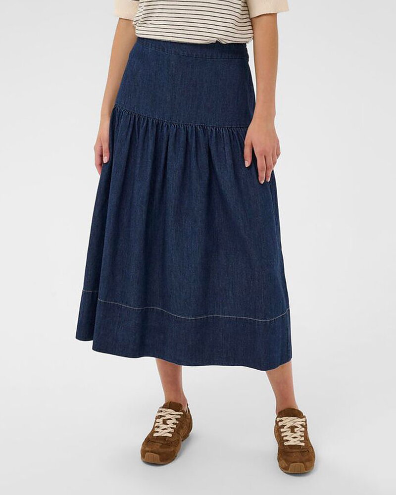 Jeanskjol Nellia midi mörk denim