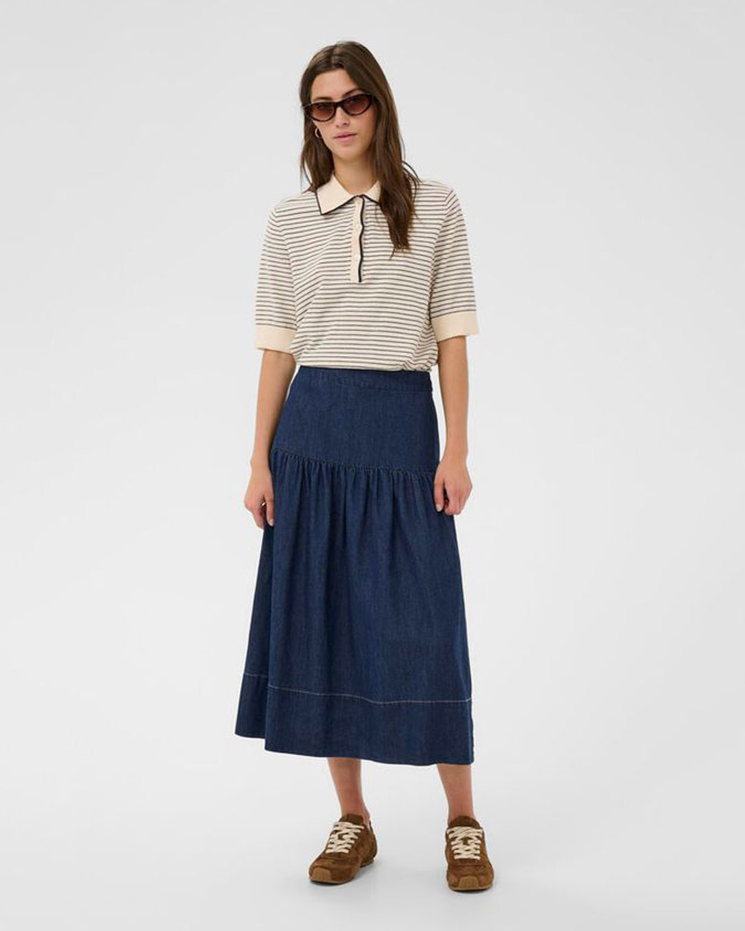 Jeanskjol Nellia midi mörk denim - 3