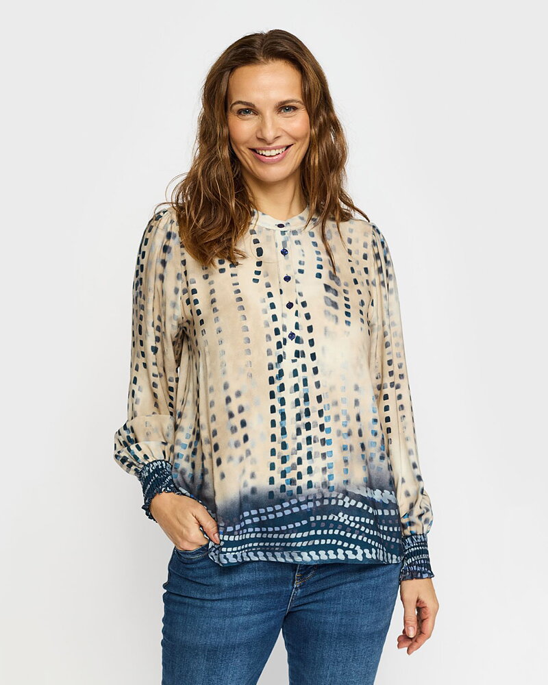Blus Moule ljusbeige med blå prickar