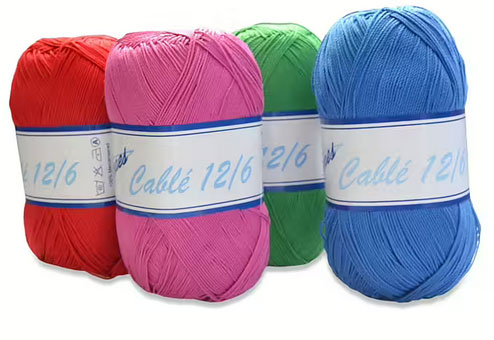 Merc. Cablé 12/6 Virkkauslanka 200 gr. vyyhdellä.