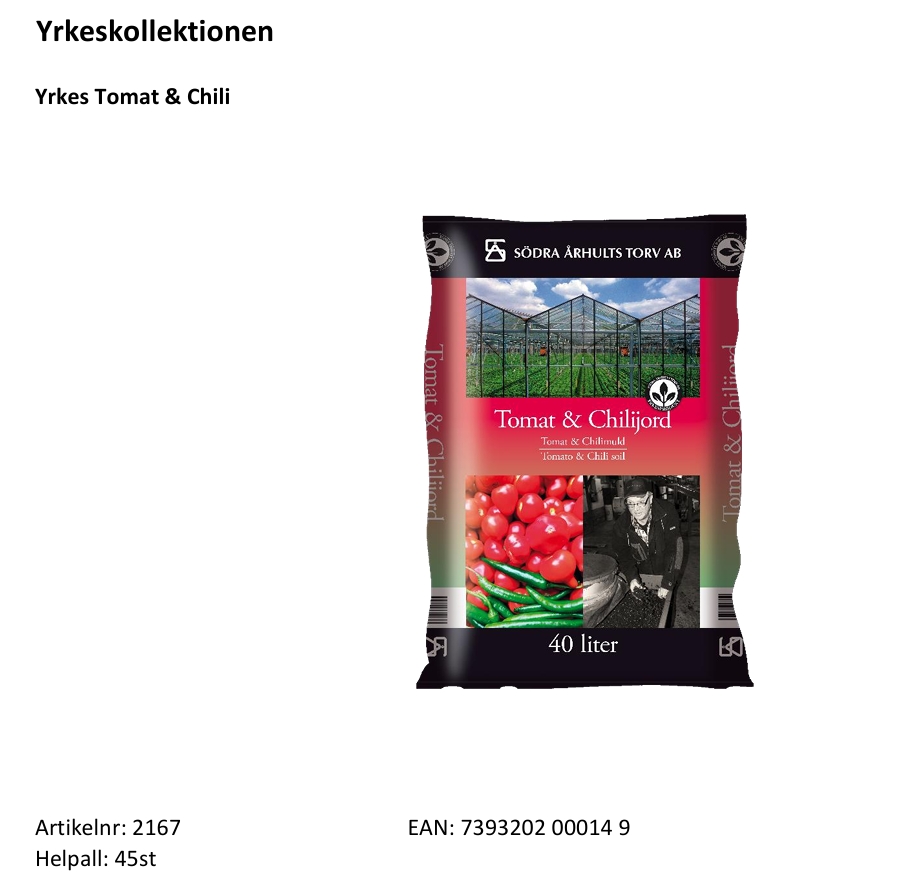 Yrkeskollektionen  Tomat & Chili  40 Liter  Helpall: 45st - 2