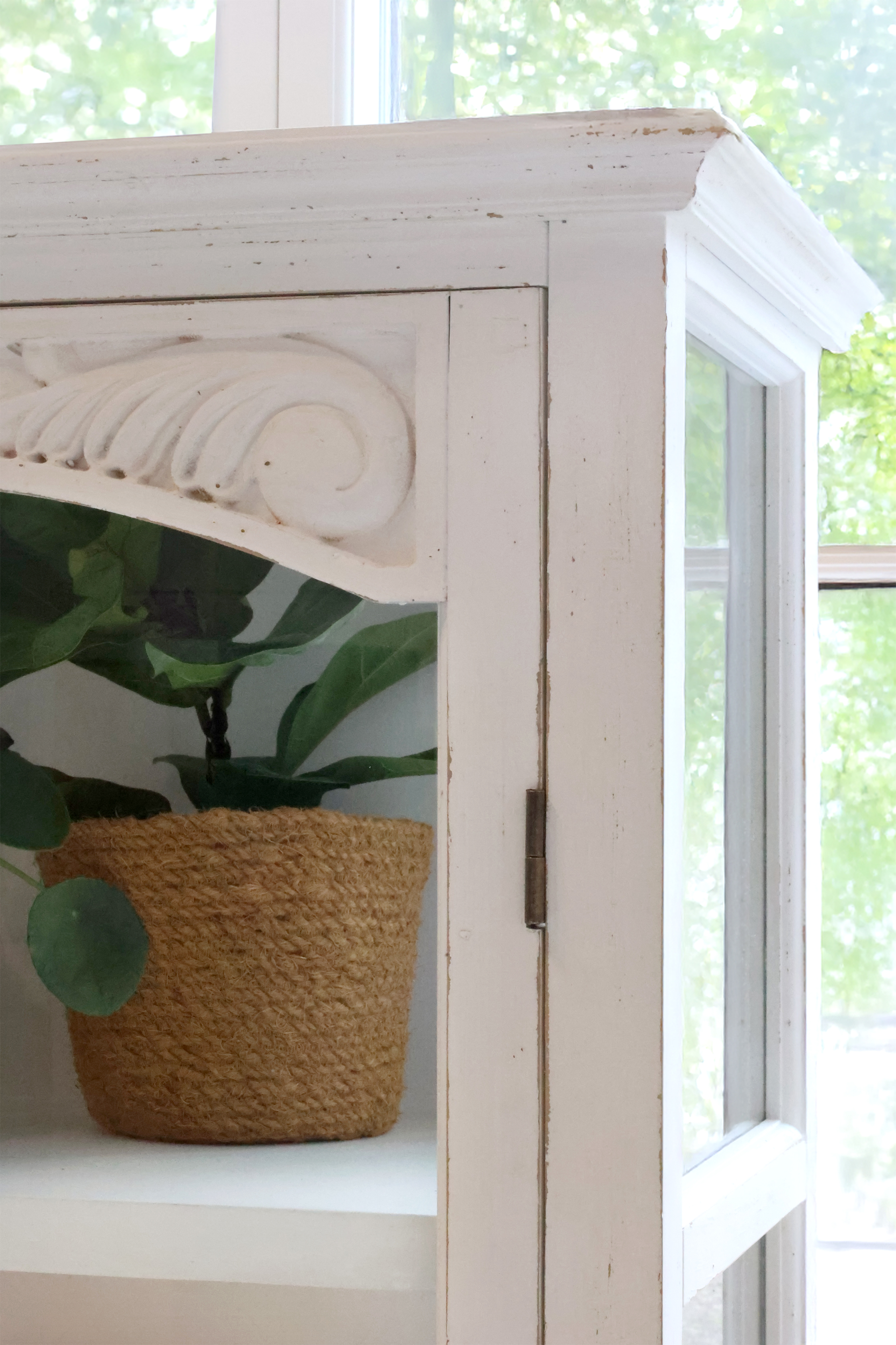 Vitrinskåp med glasdörrar och hyllor - H170/L97/B41 cm - Antique Creme - 5