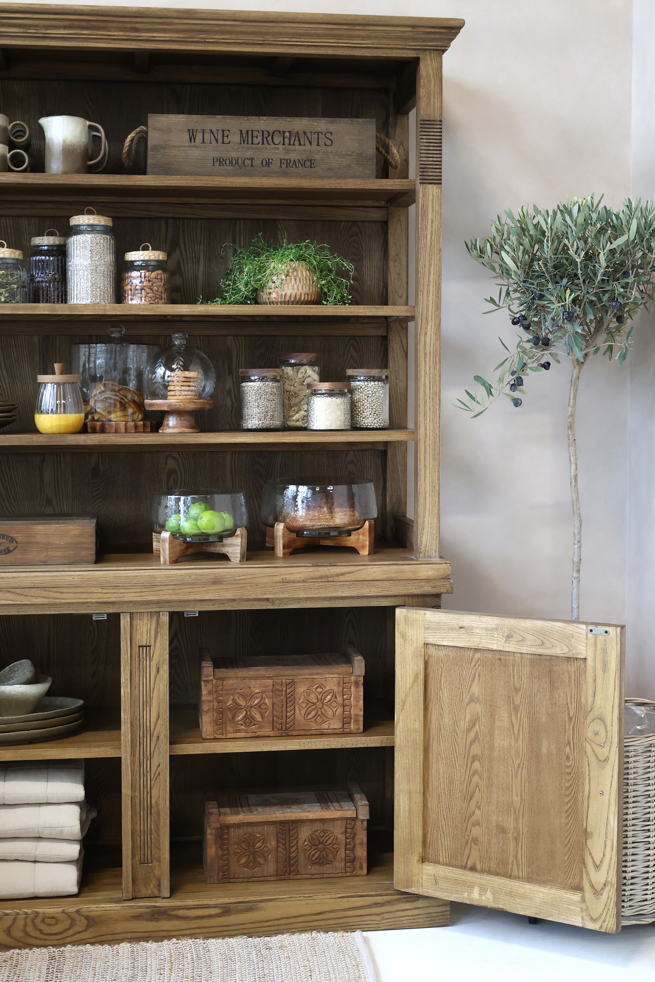 Marseille bookcase with 4 shelves and 2 doors - H196/L135/B45 cm - Natural - 2