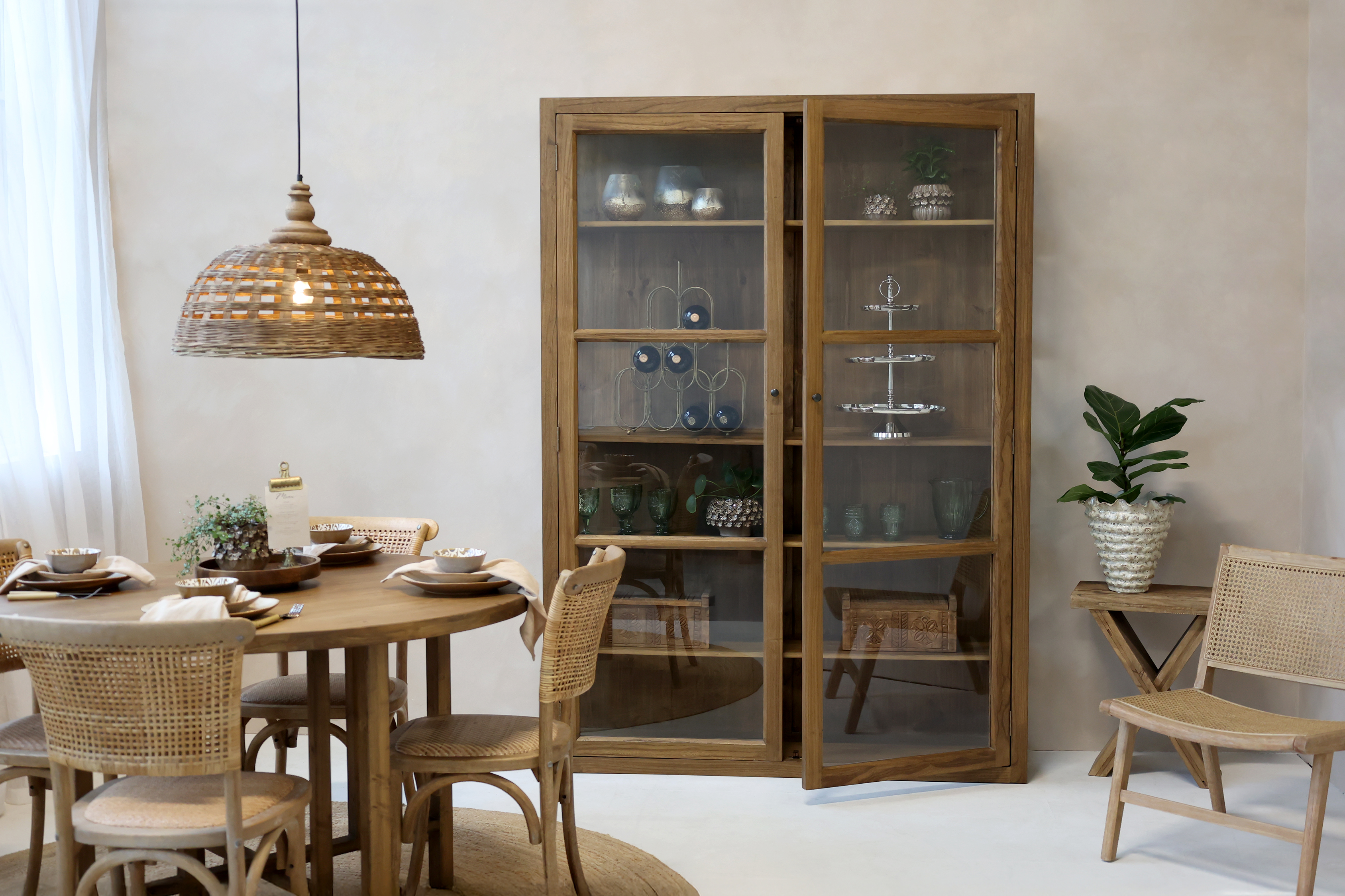 Marseille Display Cabinet - H196/L150/B40 cm - Natural - 2