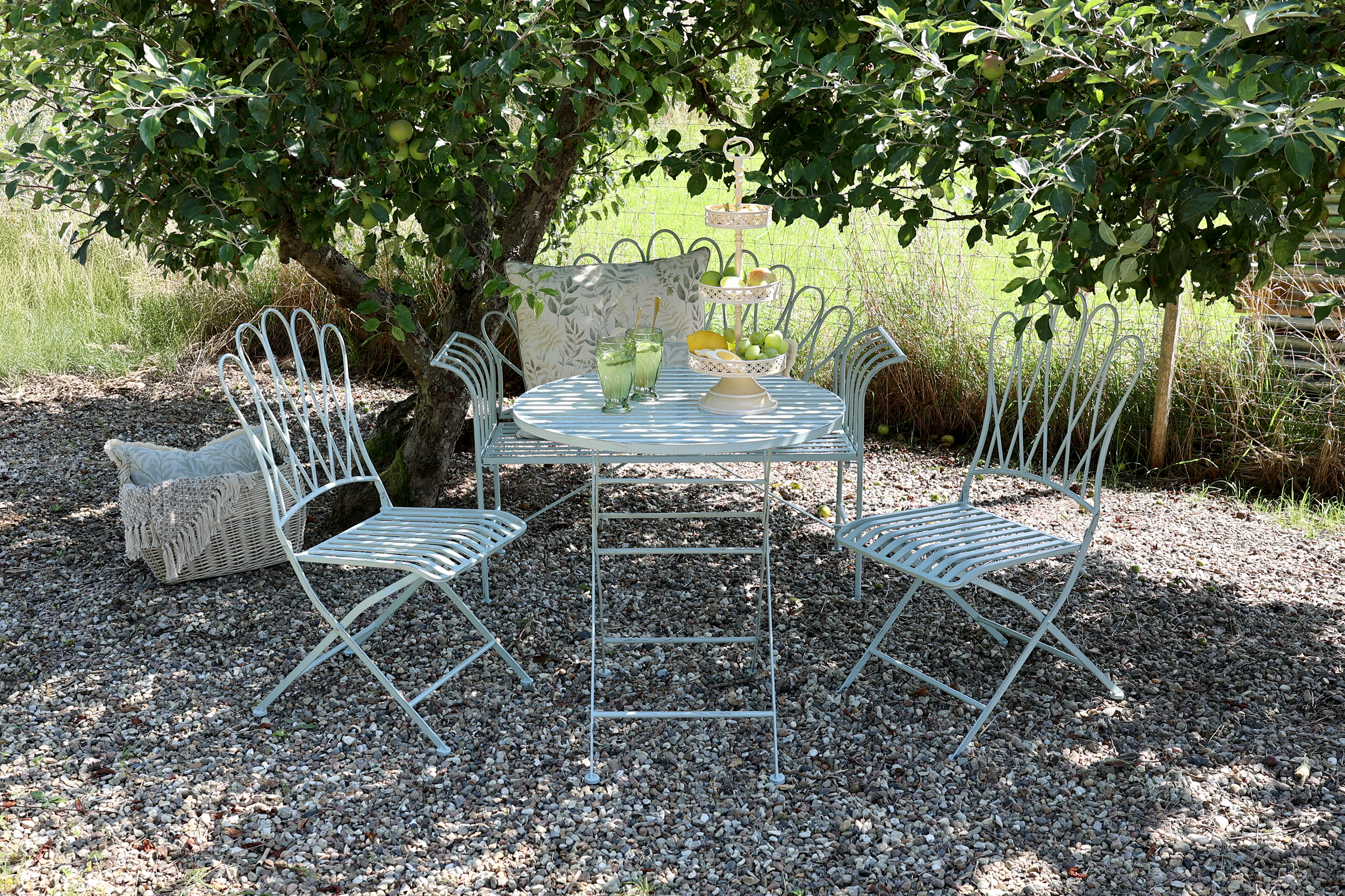 Bench with curved back - H98/L124/B46 cm - Sky blue - 3