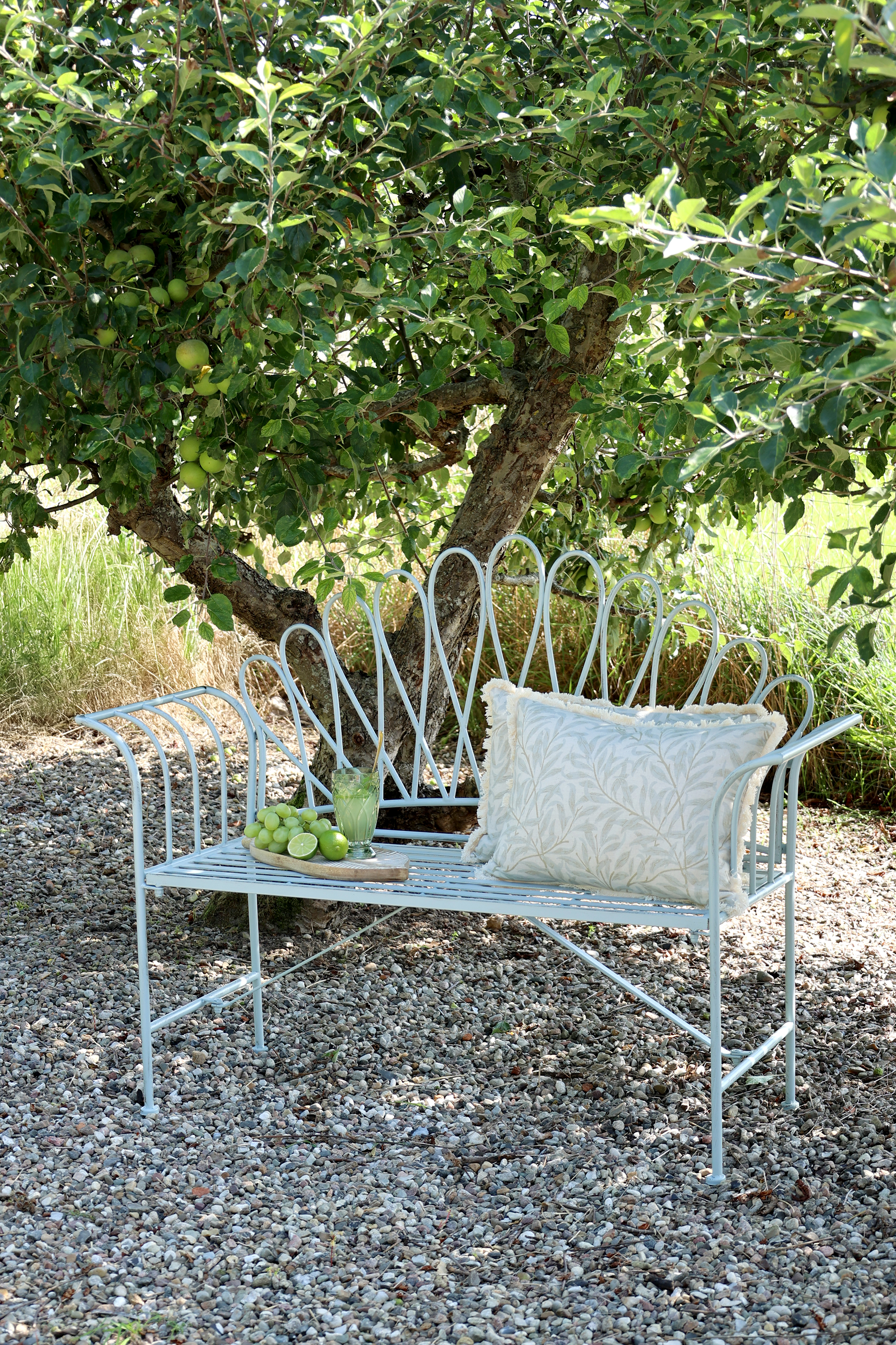 Bench with curved back - H98/L124/B46 cm - Sky blue - 2
