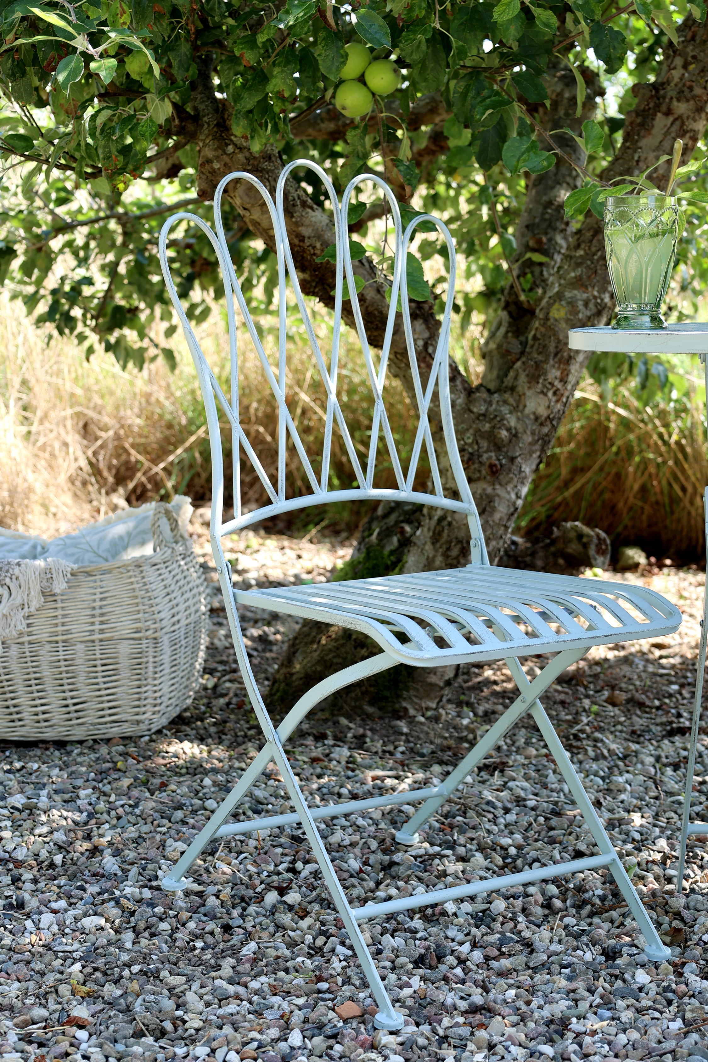 Café set with 2 chairs and 1 table - H75/Ø70 cm - Sky blue - 4