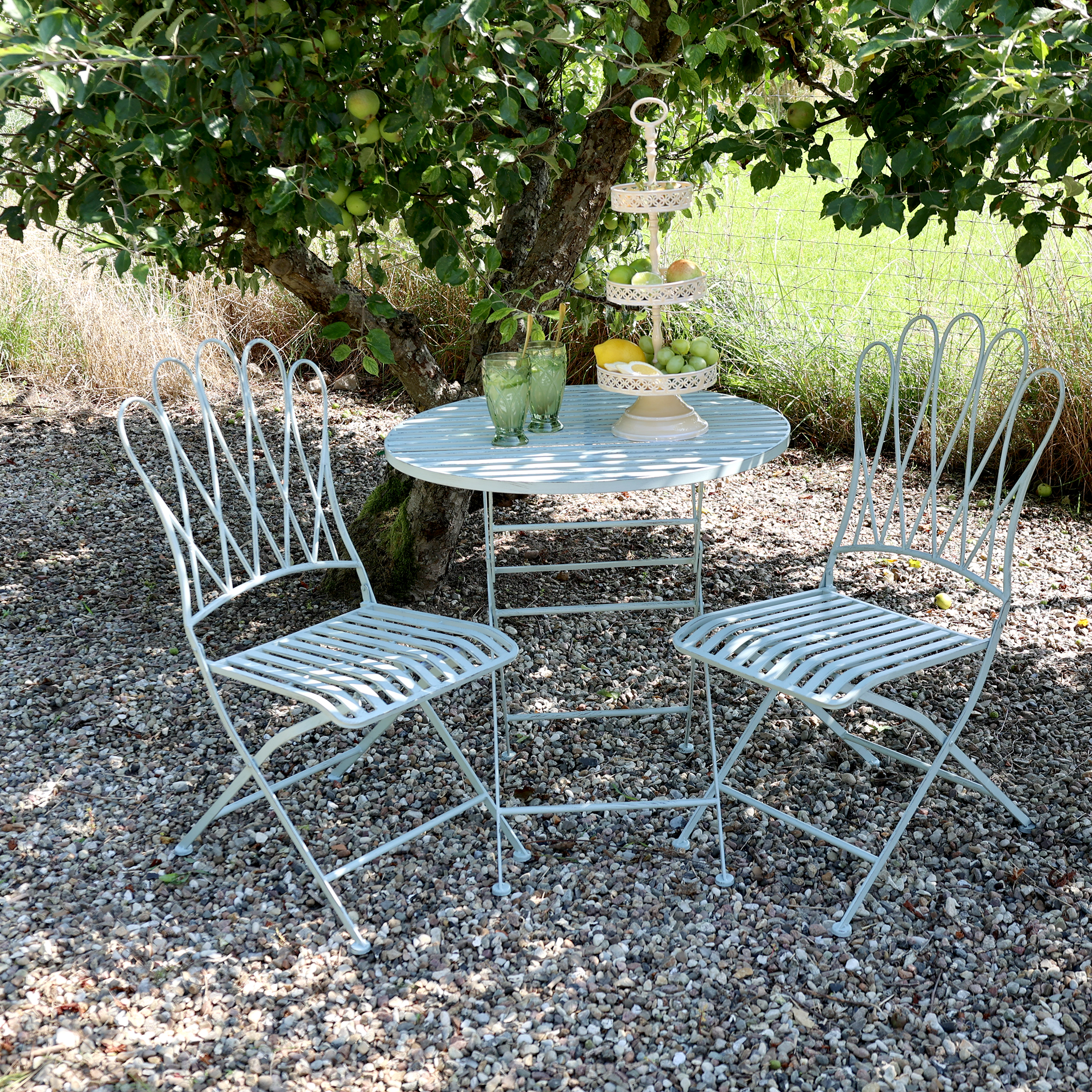 Café set with 2 chairs and 1 table - H75/Ø70 cm - Sky blue