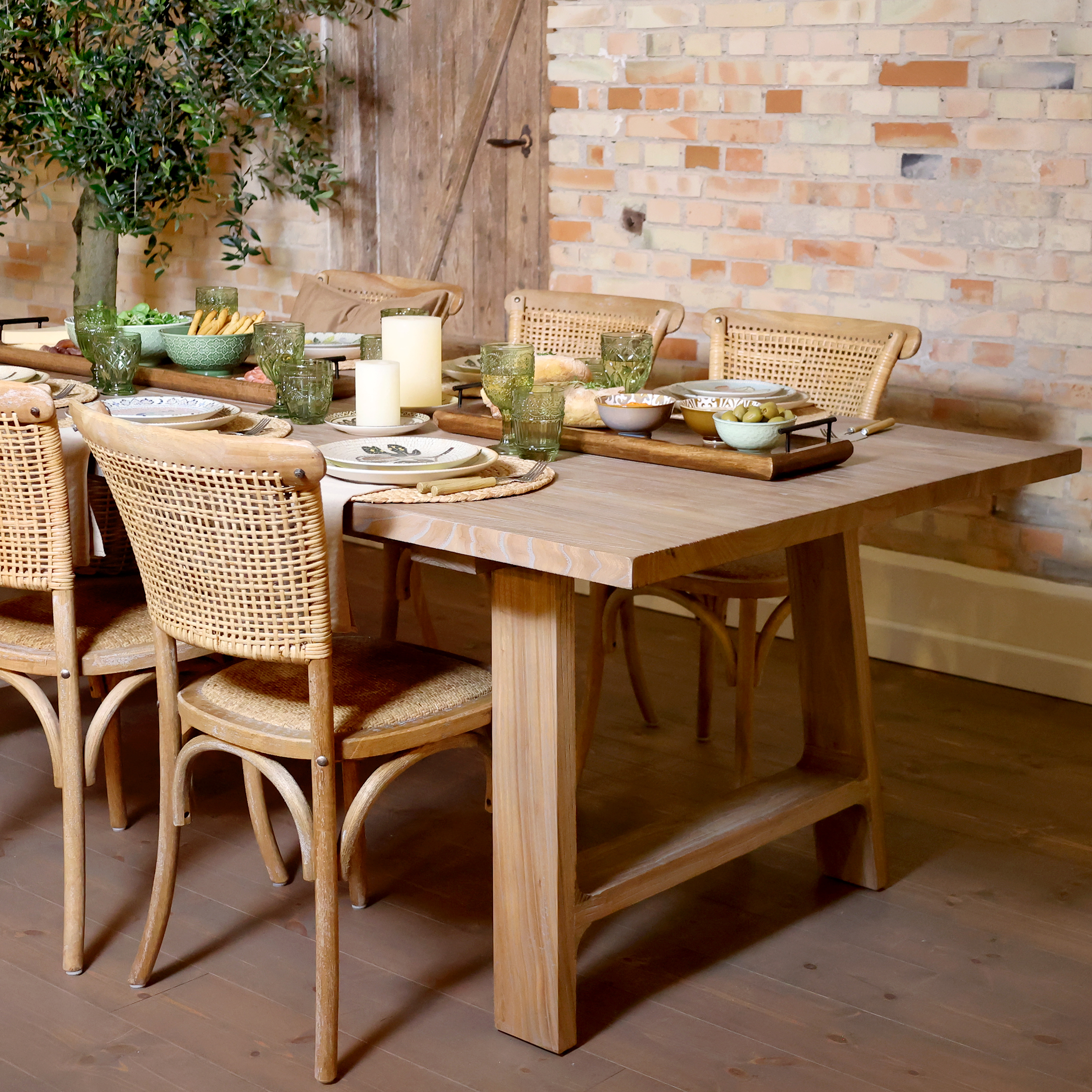 Recycled wood dining table - H77/L200/B110 cm - Natural
