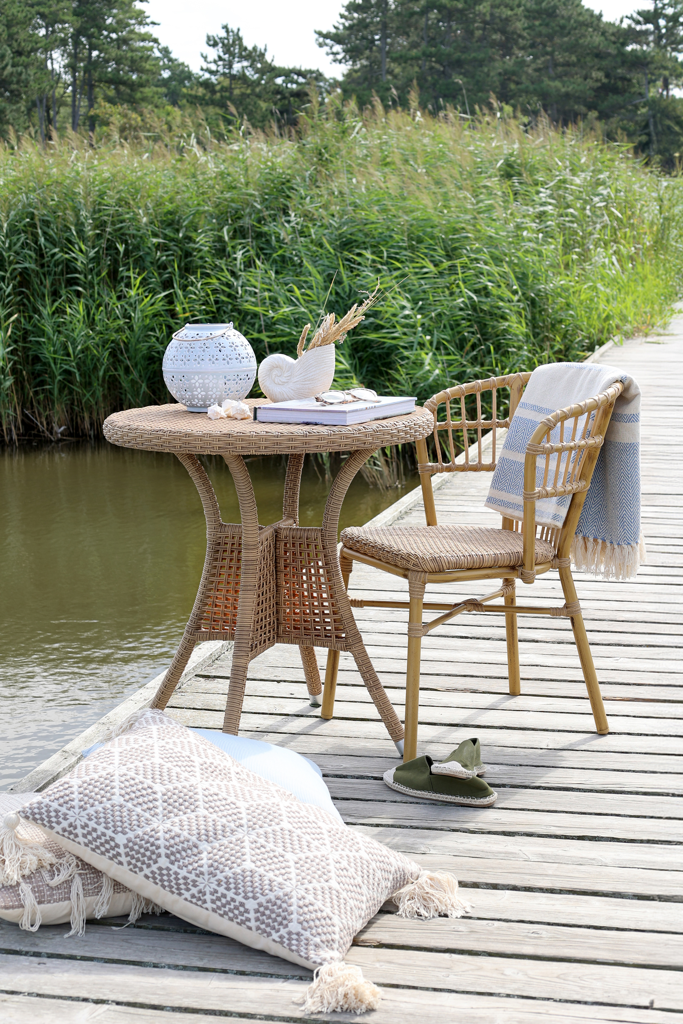 La Rochelle Bistro table in rattan - H74/Ø70 cm - Natural - 3