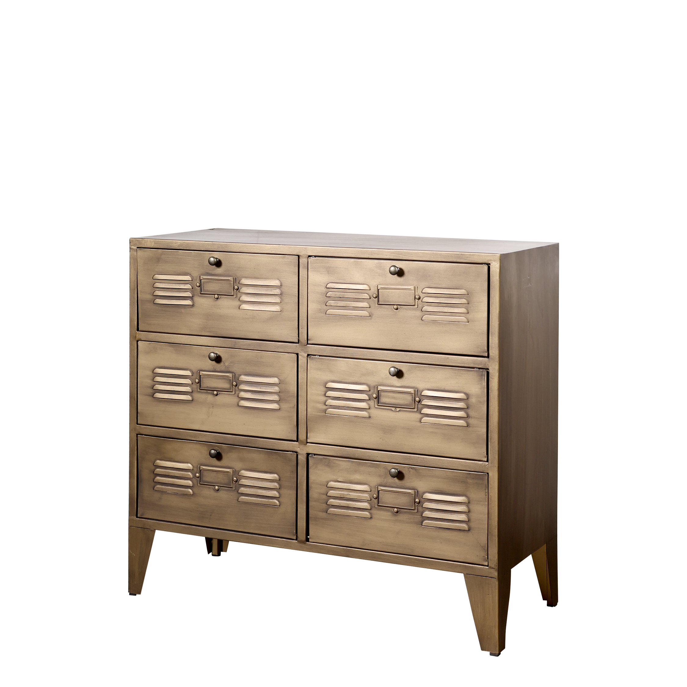 Chest of drawers with 6 drawers - H77,5/L70/B34 cm - Antique Brass - 2