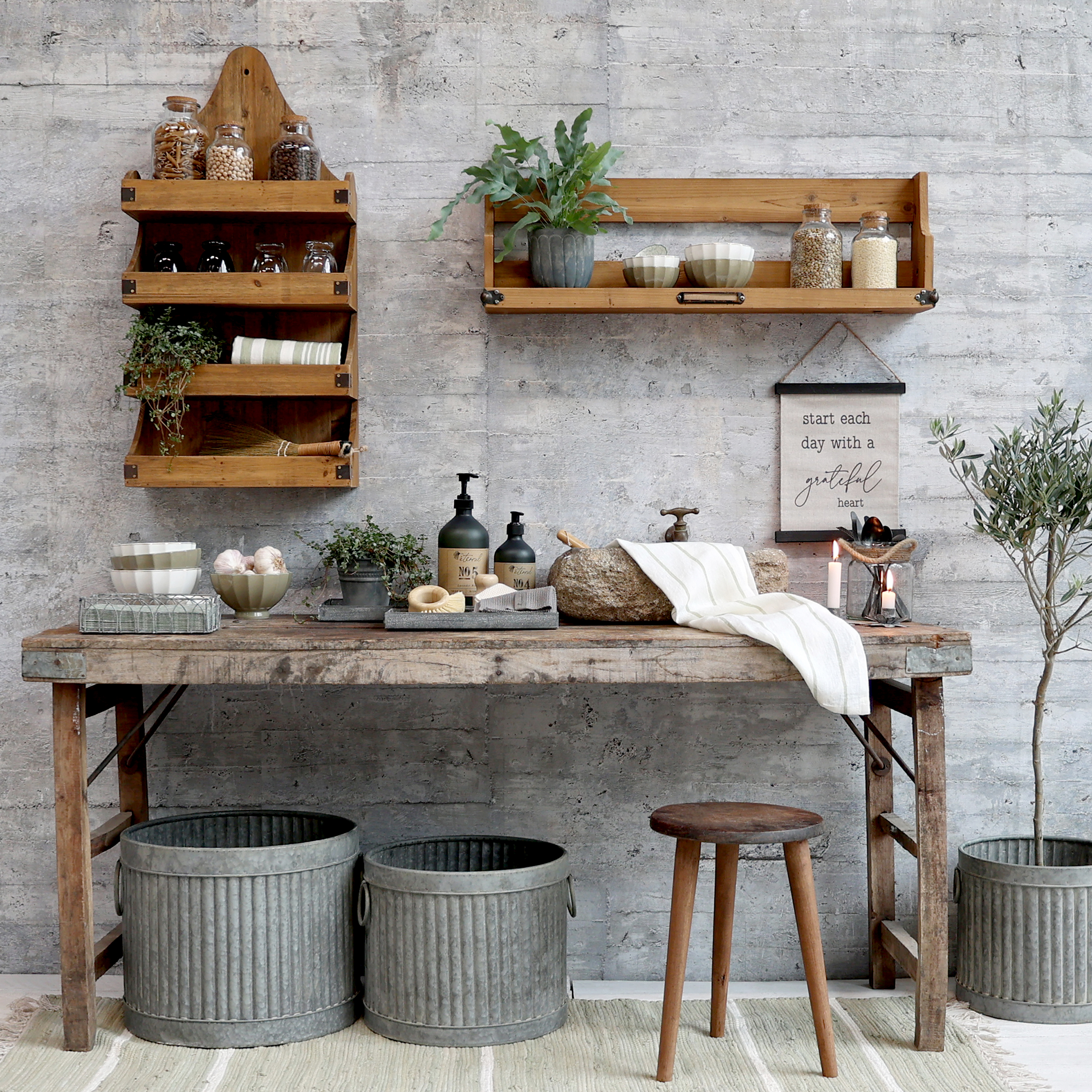 Grimaud old wooden table - H67/L120/B60 cm - Natural