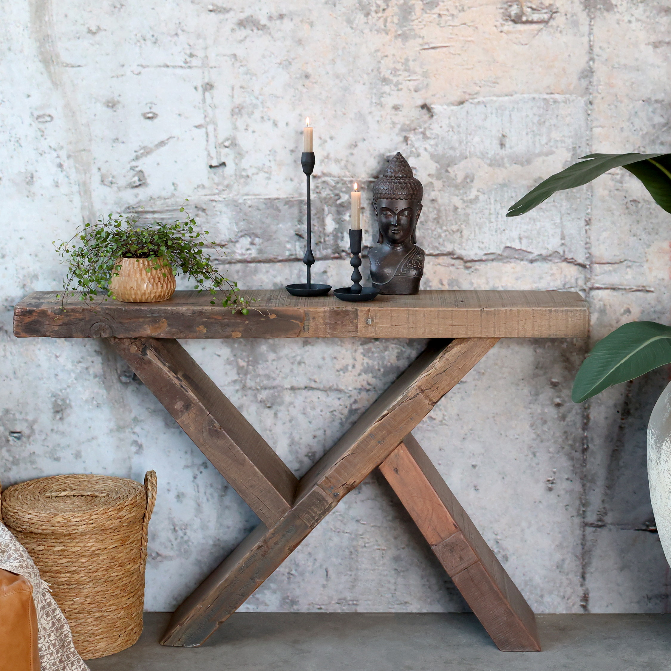 Grimaud serving table - H77/L122/B22 cm - Natural