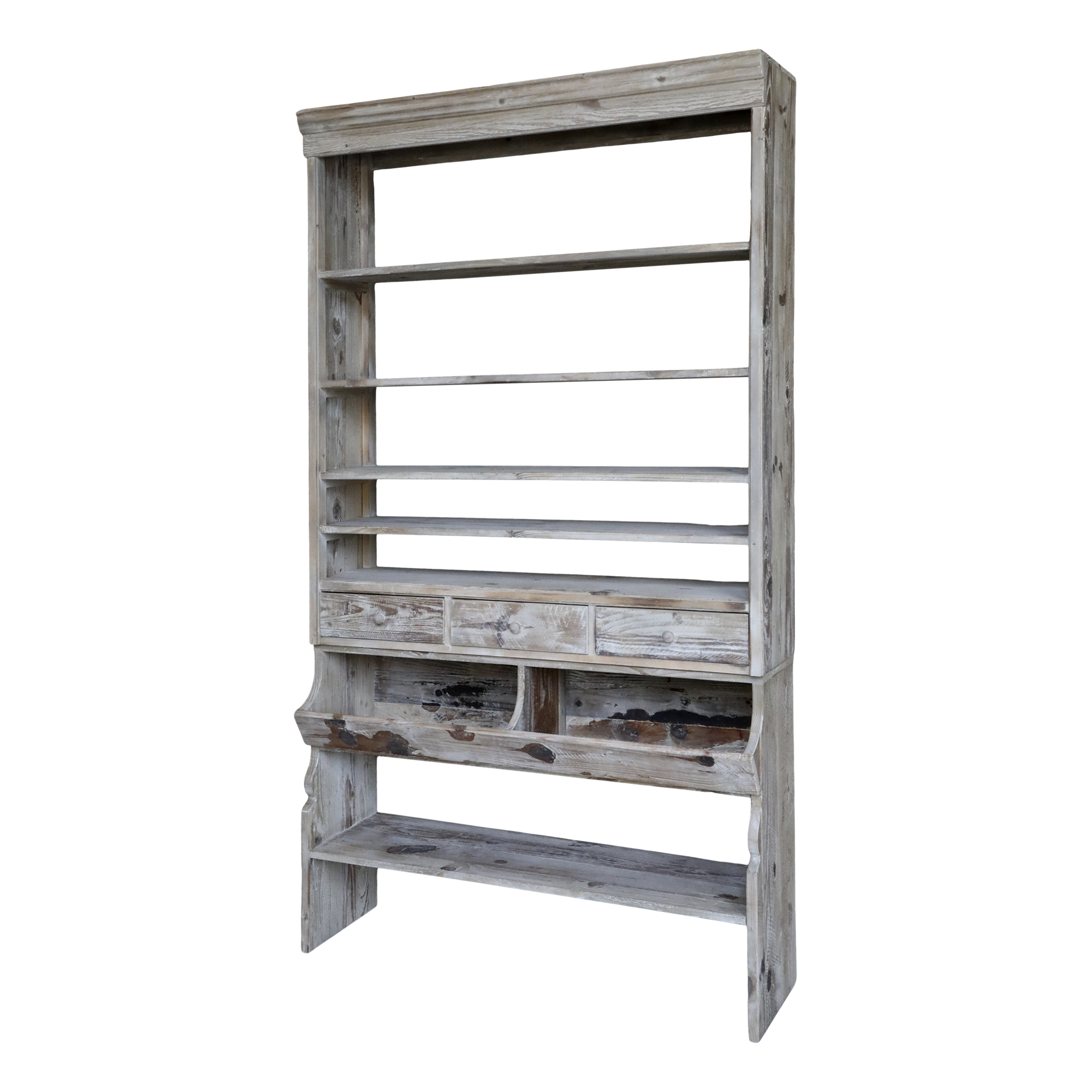 Bokhylla med hyllor och lådor - H222/L120/B37 cm - Natur - 2