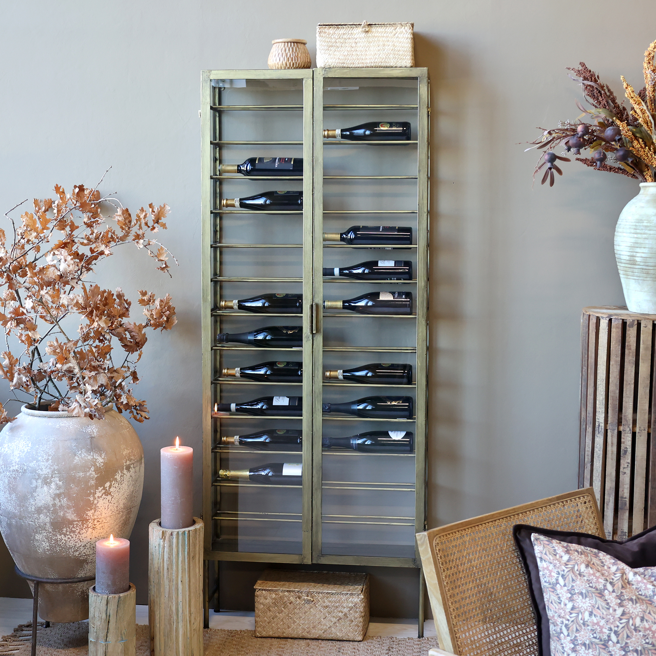 Wine rack - H194/L77/W22 cm - Brass