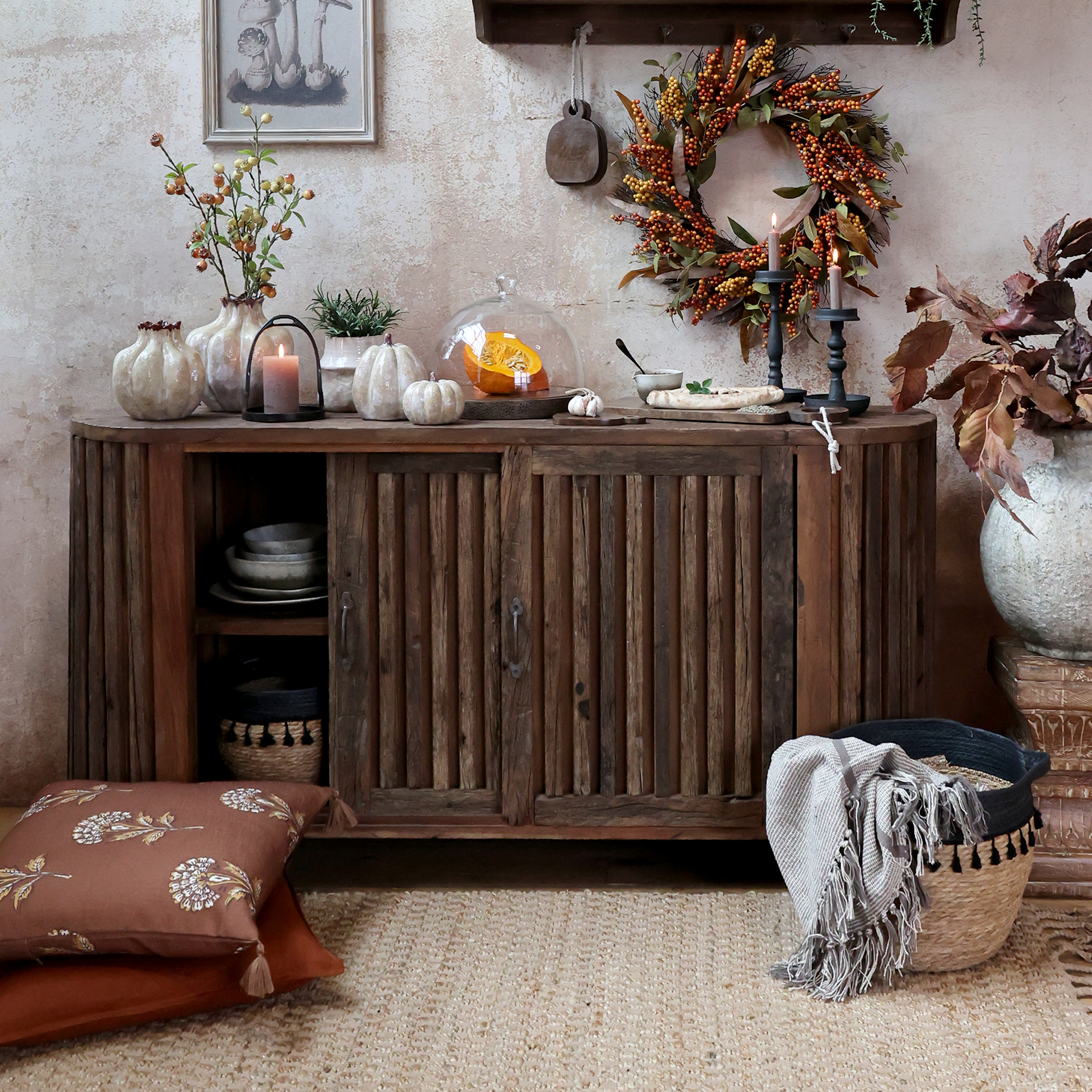 Grimaud sideboard - tracks and sliding doors - H77/L152/B44 cm - Natural