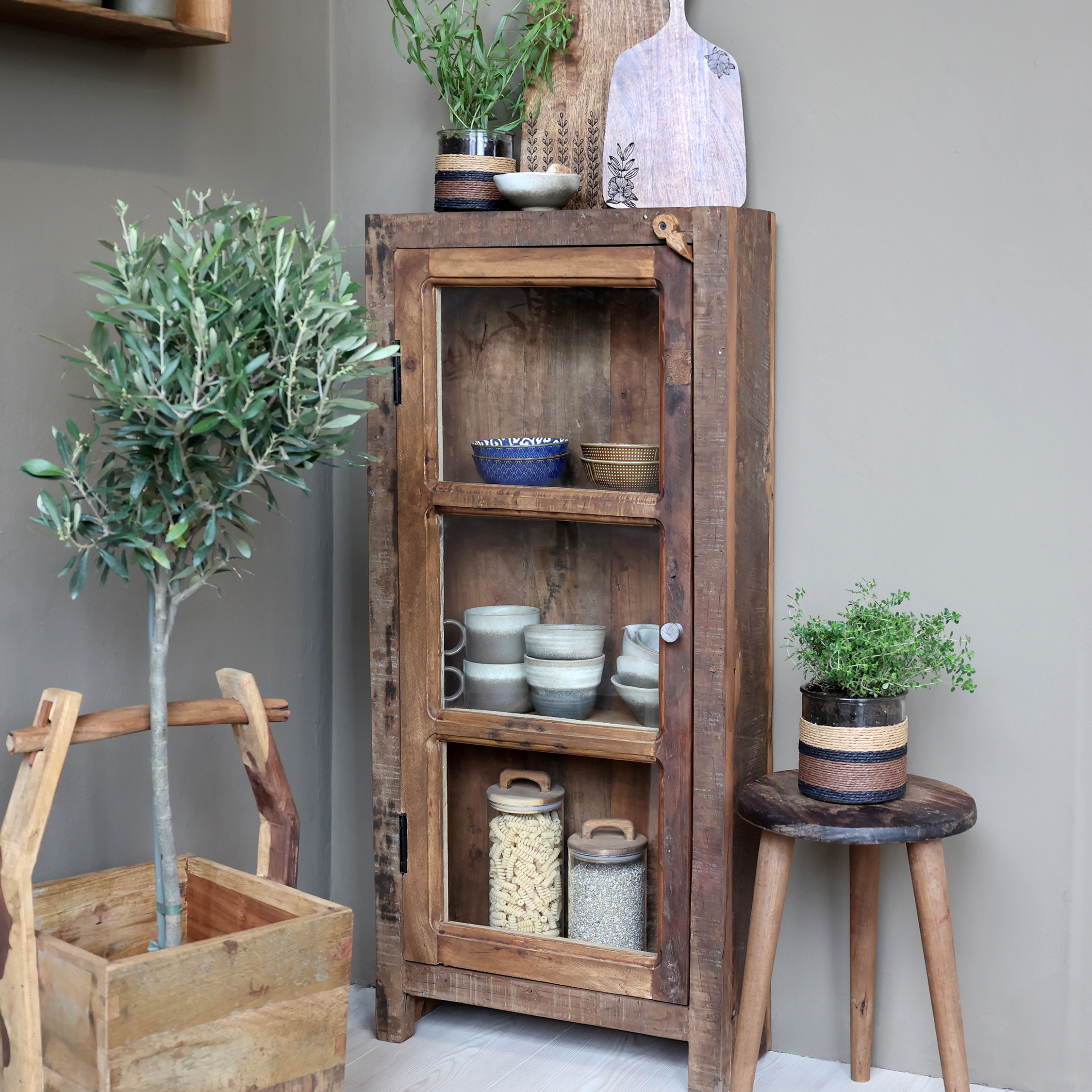Grimaud Display cabinet - H105/L47/W18 cm - Natural