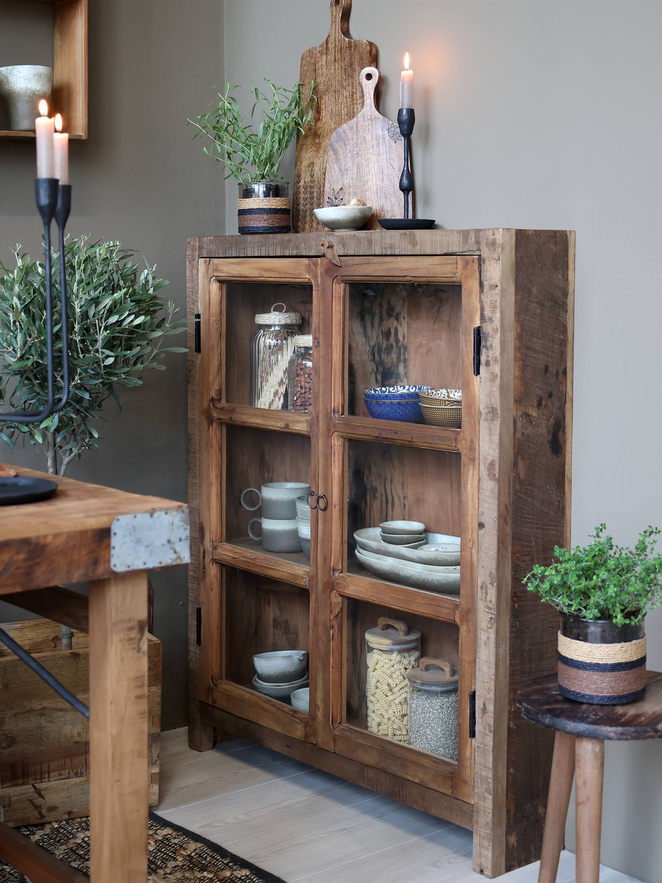Grimaud Display cabinet - H105/L85/W18 cm - Natural - 4