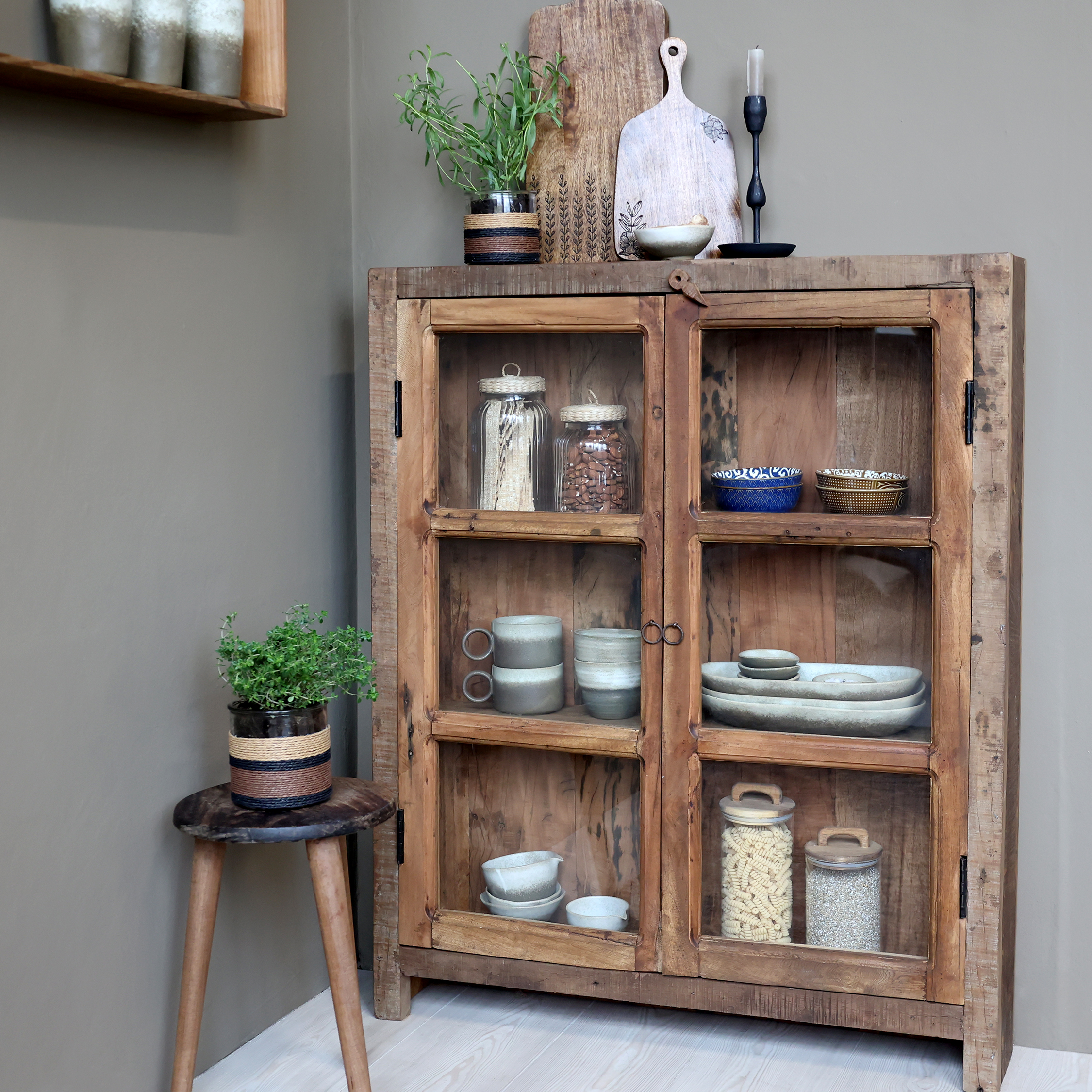 Grimaud Display cabinet - H105/L85/W18 cm - Natural