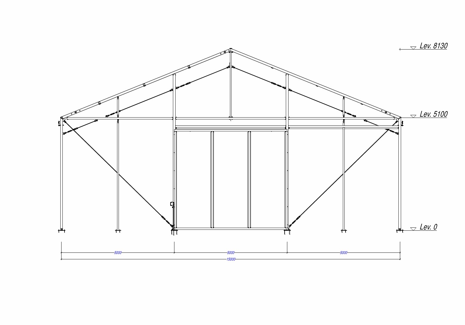 Teräsrunkoinen peltihalli  15x30 metriä - 3