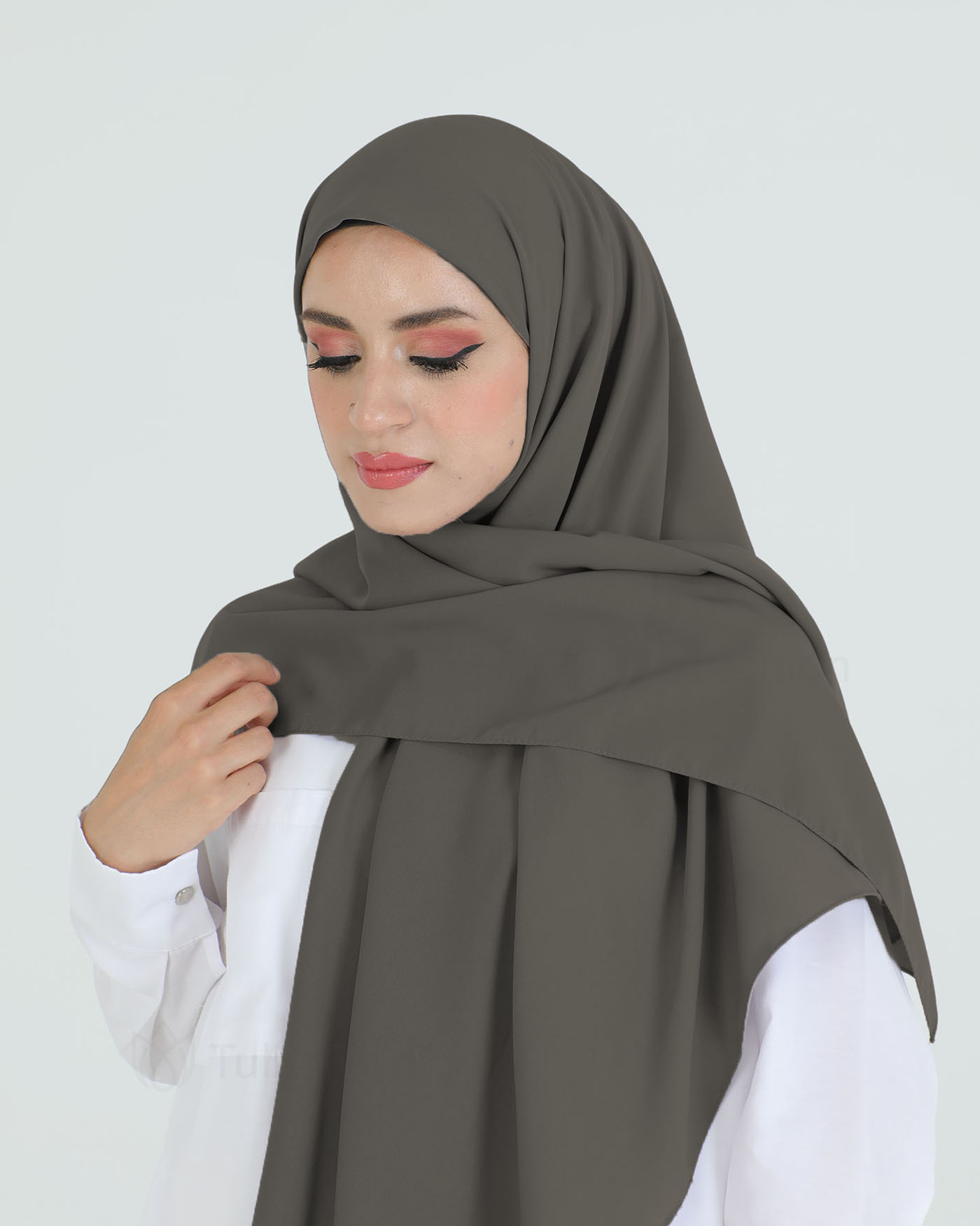 Hijab - Square Medina Lyx Chiffon 120 cm - Dark Brown - 3