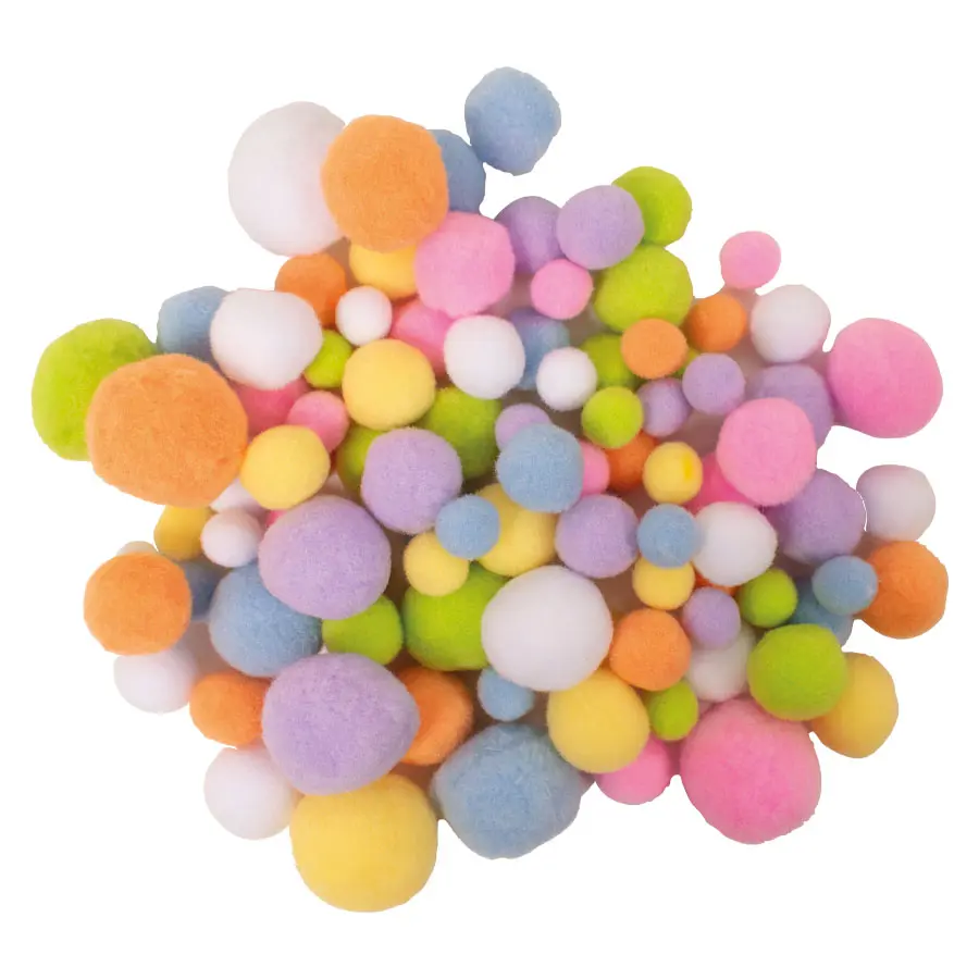 Pompom pastellfärger 100 st - 2