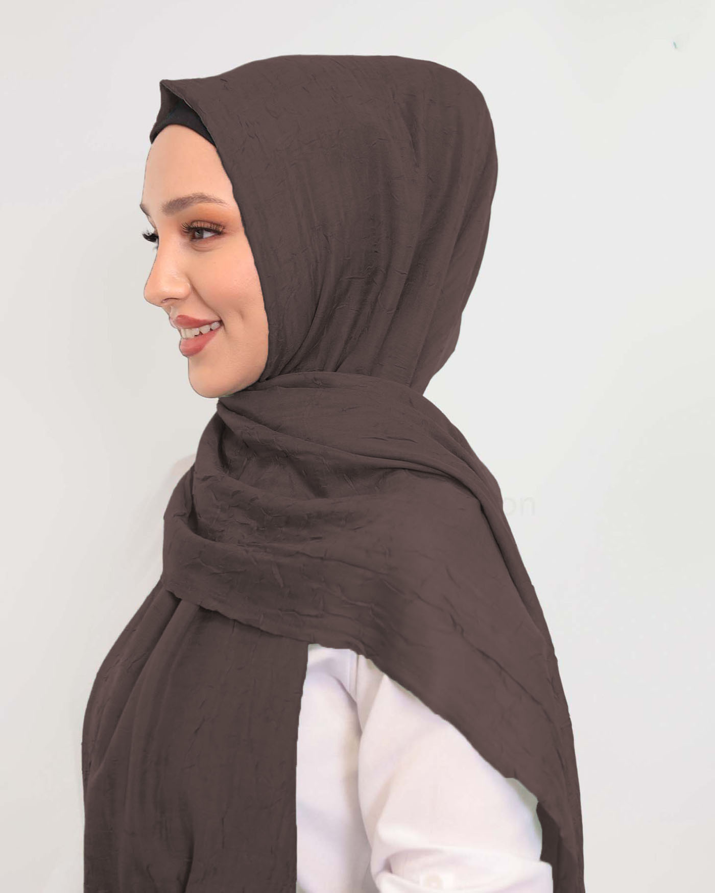 Hijab - Crinkle Woven - Dark Brown - 2